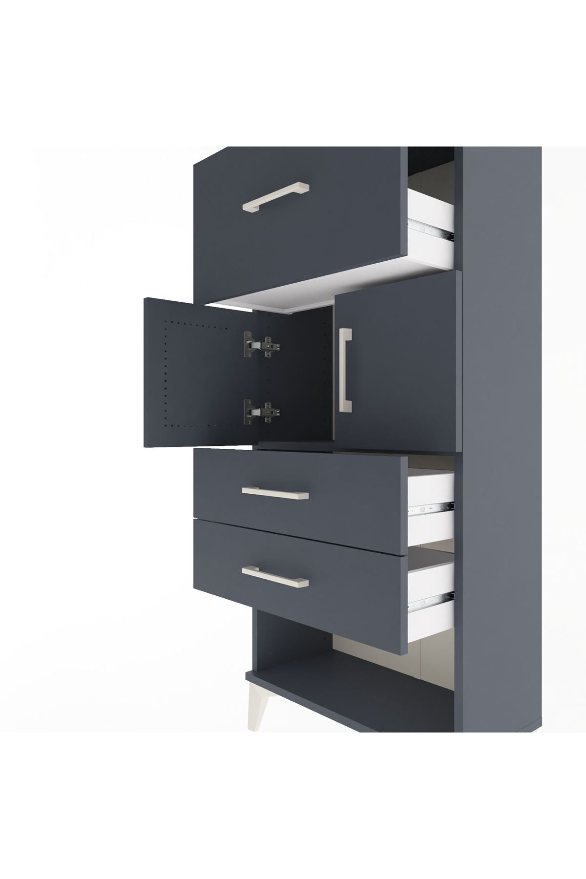 Arges Dolap Tek Raflı 3 Çekmeceli 2 Kapaklı 60x30x134 - S17M091V5A