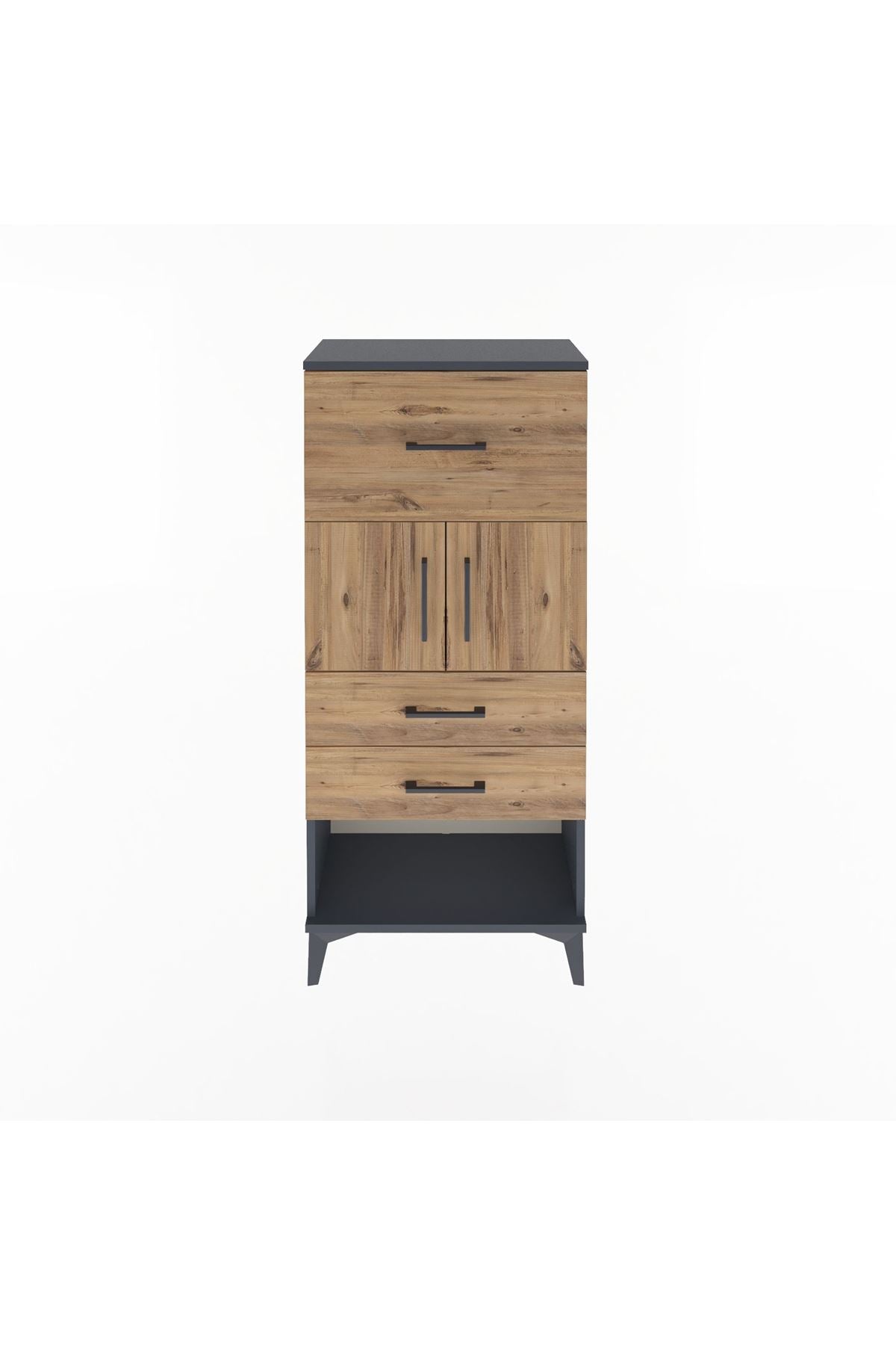 Arges Dolap Tek Raflı 3 Çekmeceli 2 Kapaklı 60x30x134 - S17M091V6A