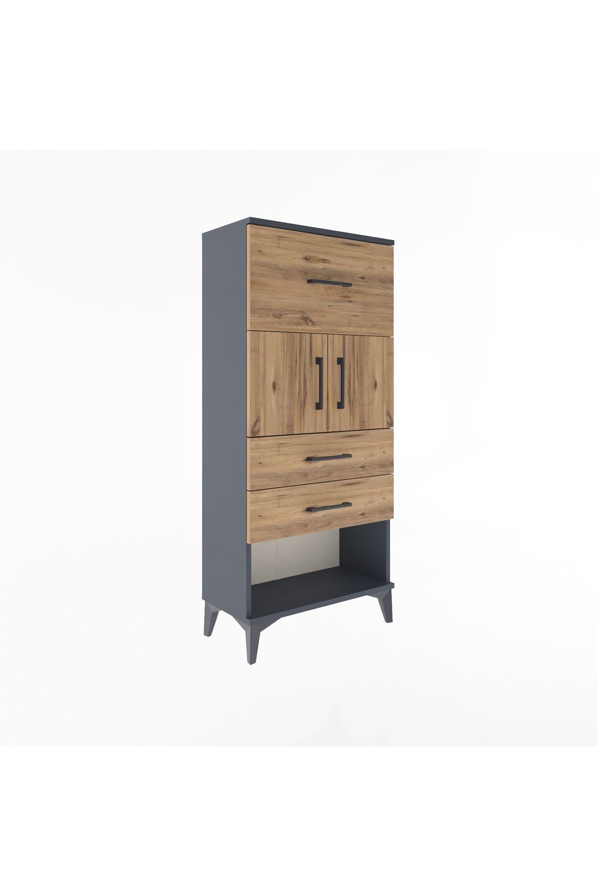 Arges Dolap Tek Raflı 3 Çekmeceli 2 Kapaklı 60x30x134 - S17M091V6A