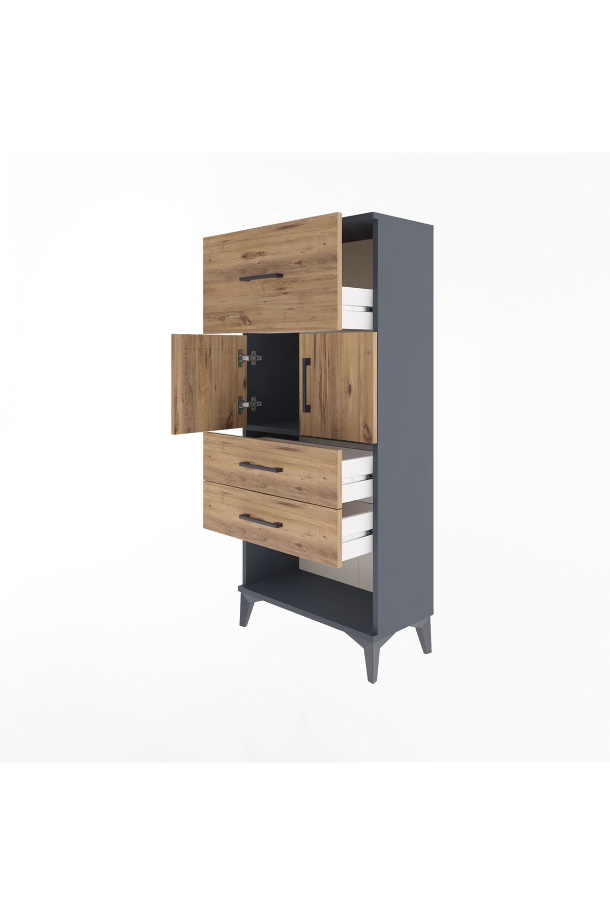 Arges Dolap Tek Raflı 3 Çekmeceli 2 Kapaklı 60x30x134 - S17M091V6A