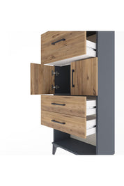 Arges Dolap Tek Raflı 3 Çekmeceli 2 Kapaklı 60x30x134 - S17M091V6A