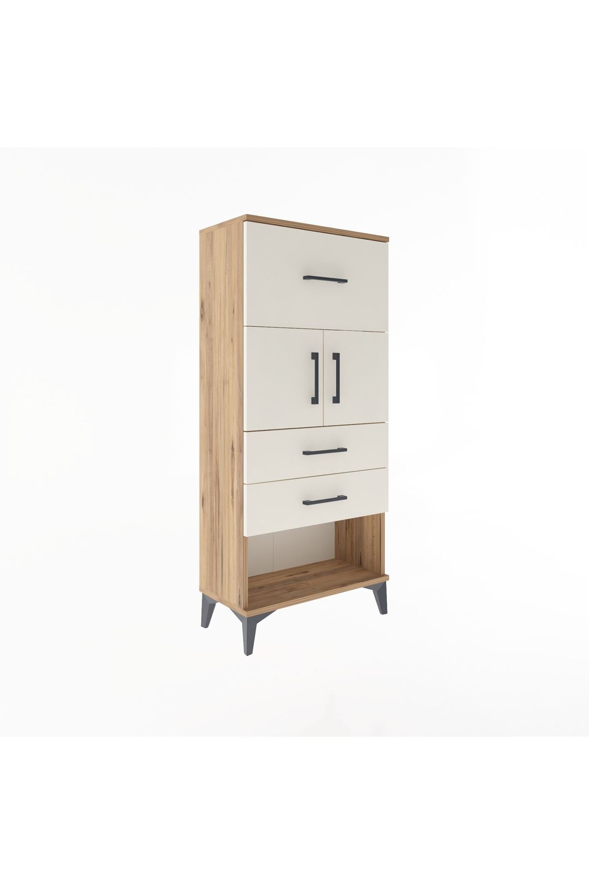 Arges Dolap Tek Raflı 3 Çekmeceli 2 Kapaklı 60x30x134 - S17M091V7A