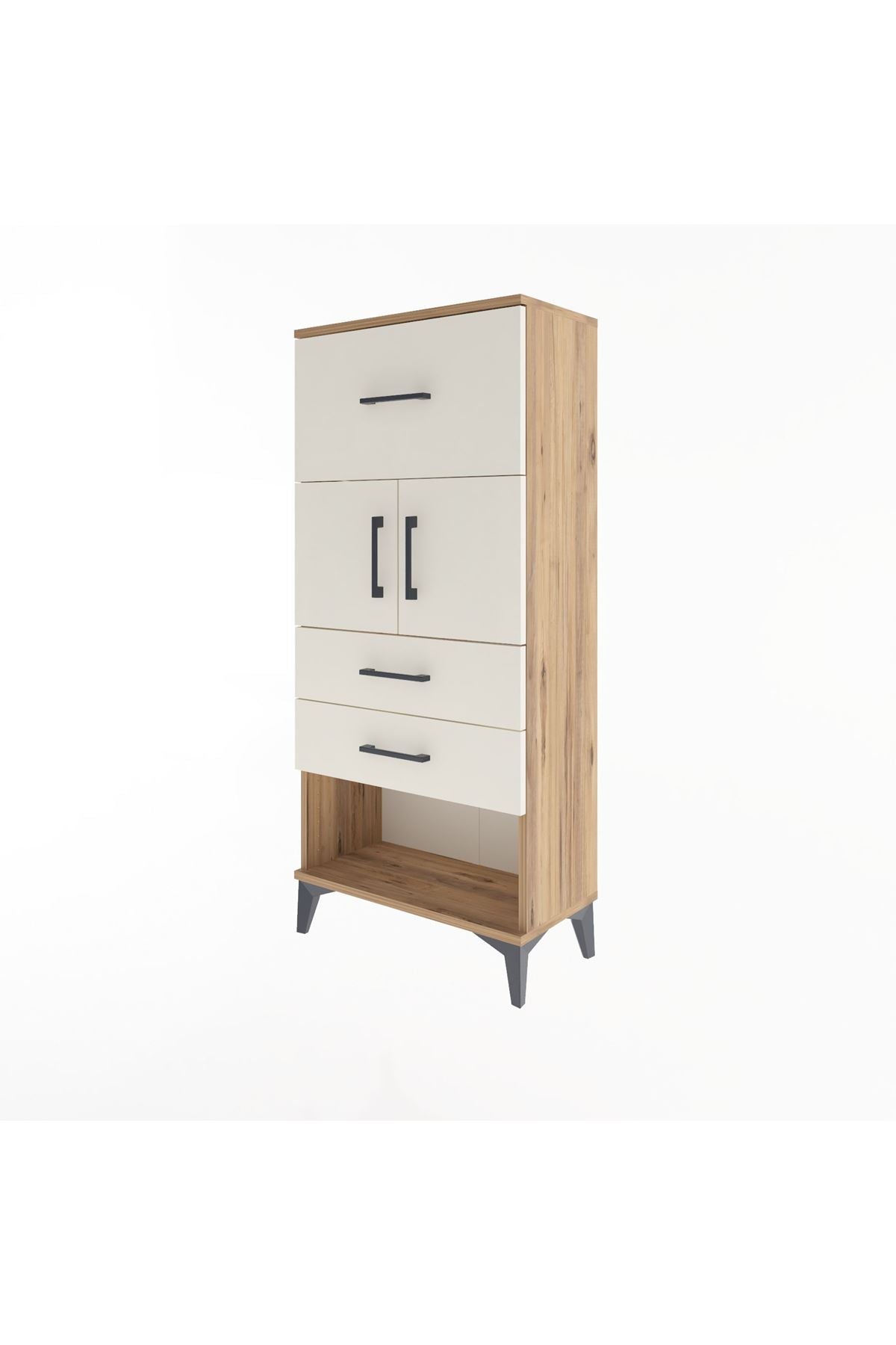 Arges Dolap Tek Raflı 3 Çekmeceli 2 Kapaklı 60x30x134 - S17M091V7A