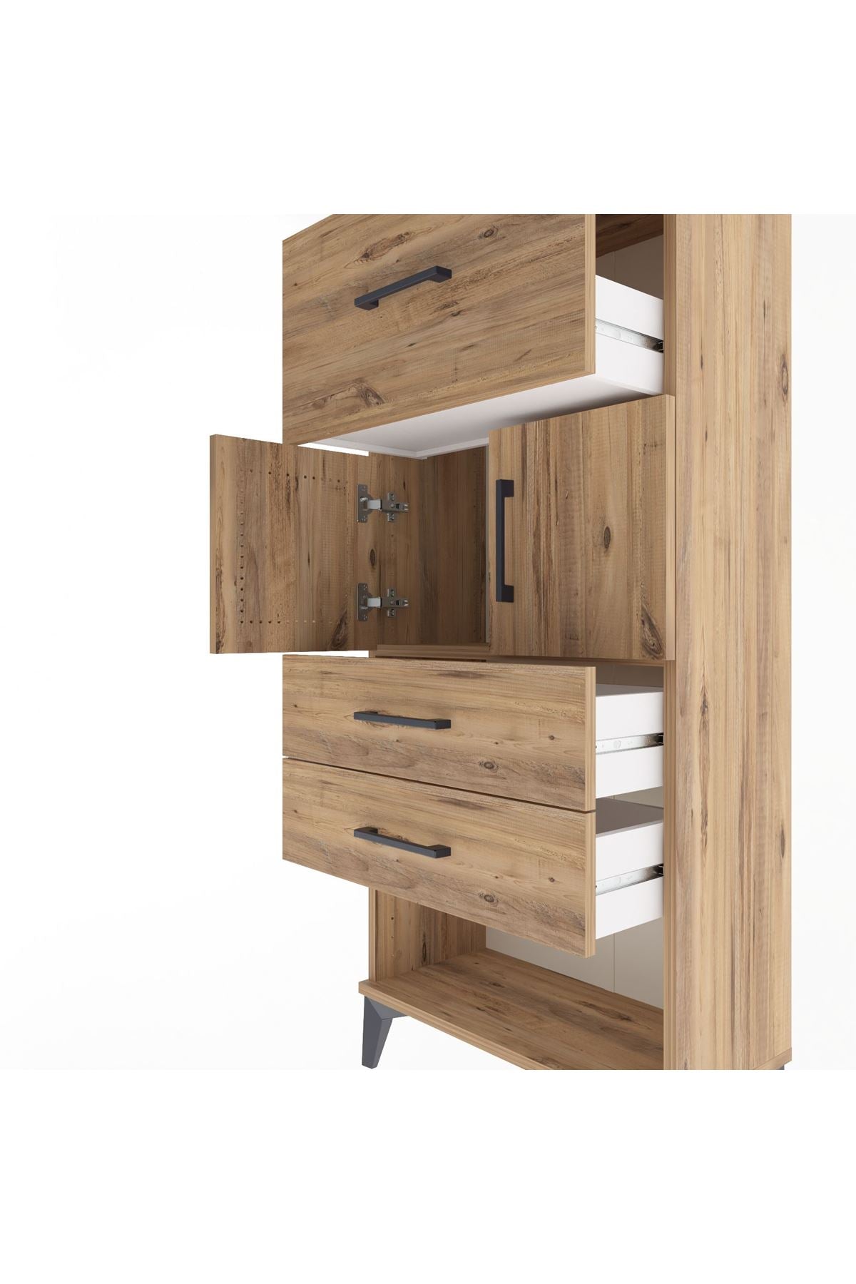 Arges Dolap Tek Raflı 3 Çekmeceli 2 Kapaklı 60x30x134 - S17M091V9A
