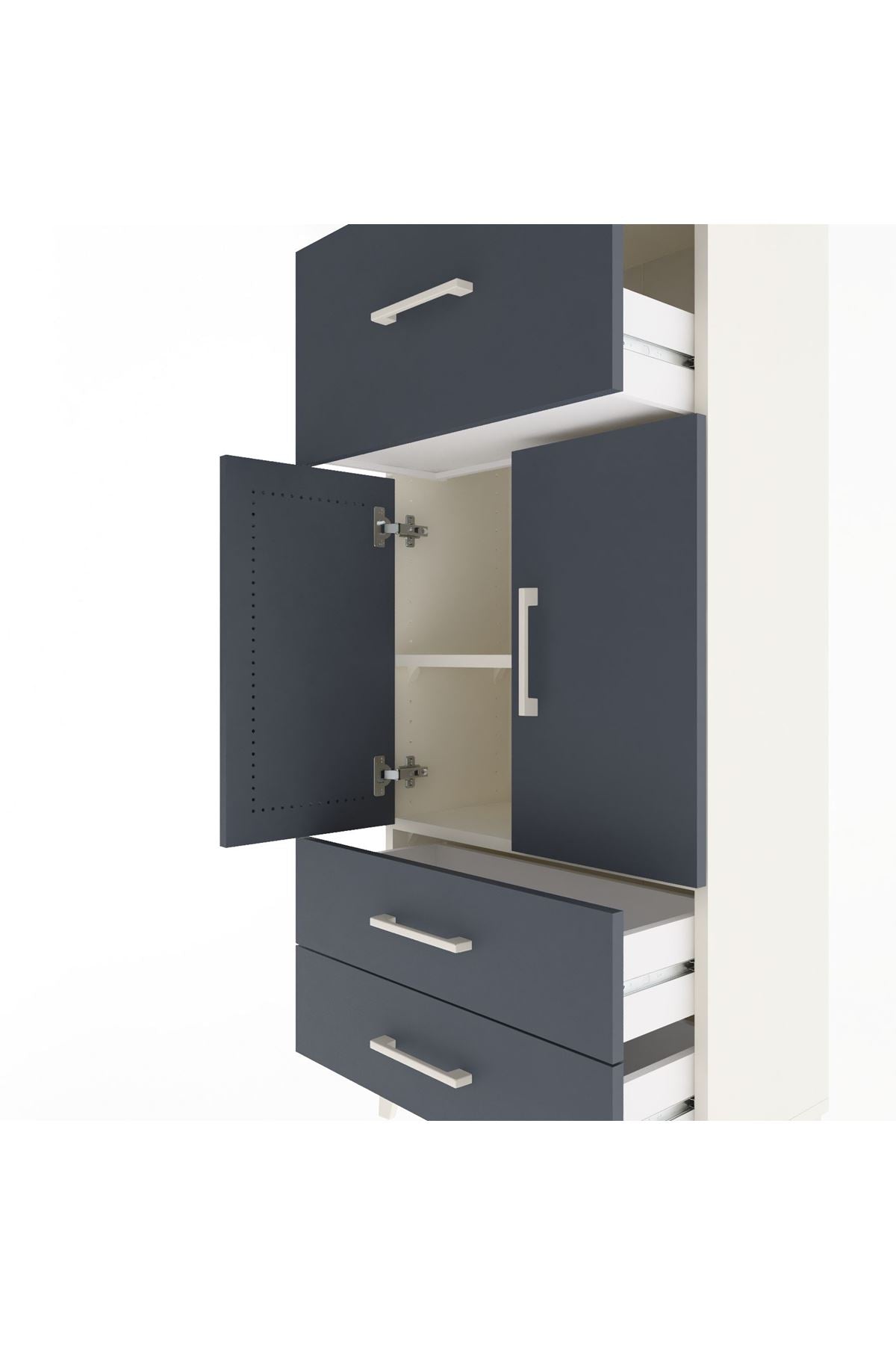 Arges Dolap 2 Raflı 3 Çekmeceli 2 Kapaklı 60x30x134 - S17M092V2A