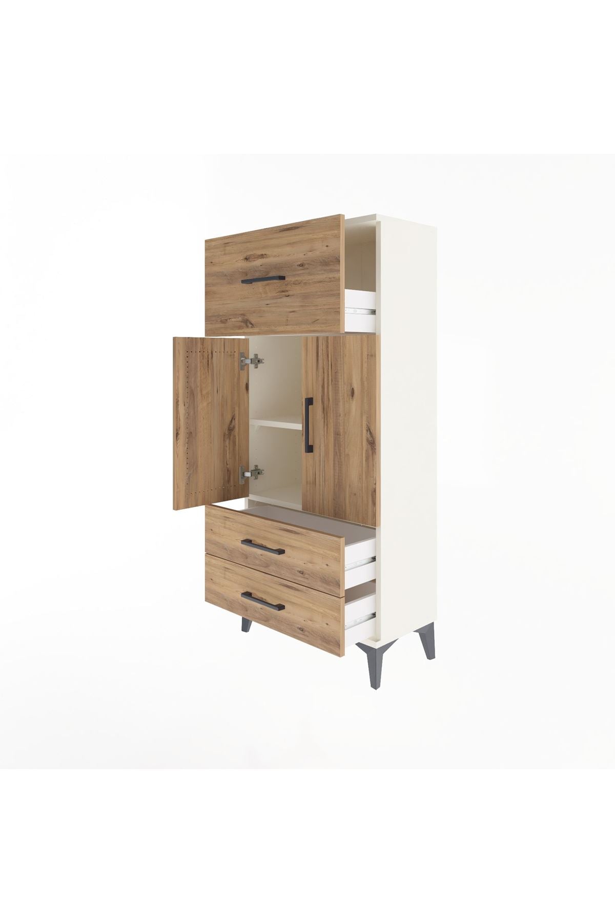 Arges Dolap 2 Raflı 3 Çekmeceli 2 Kapaklı 60x30x134 - S17M092V3A