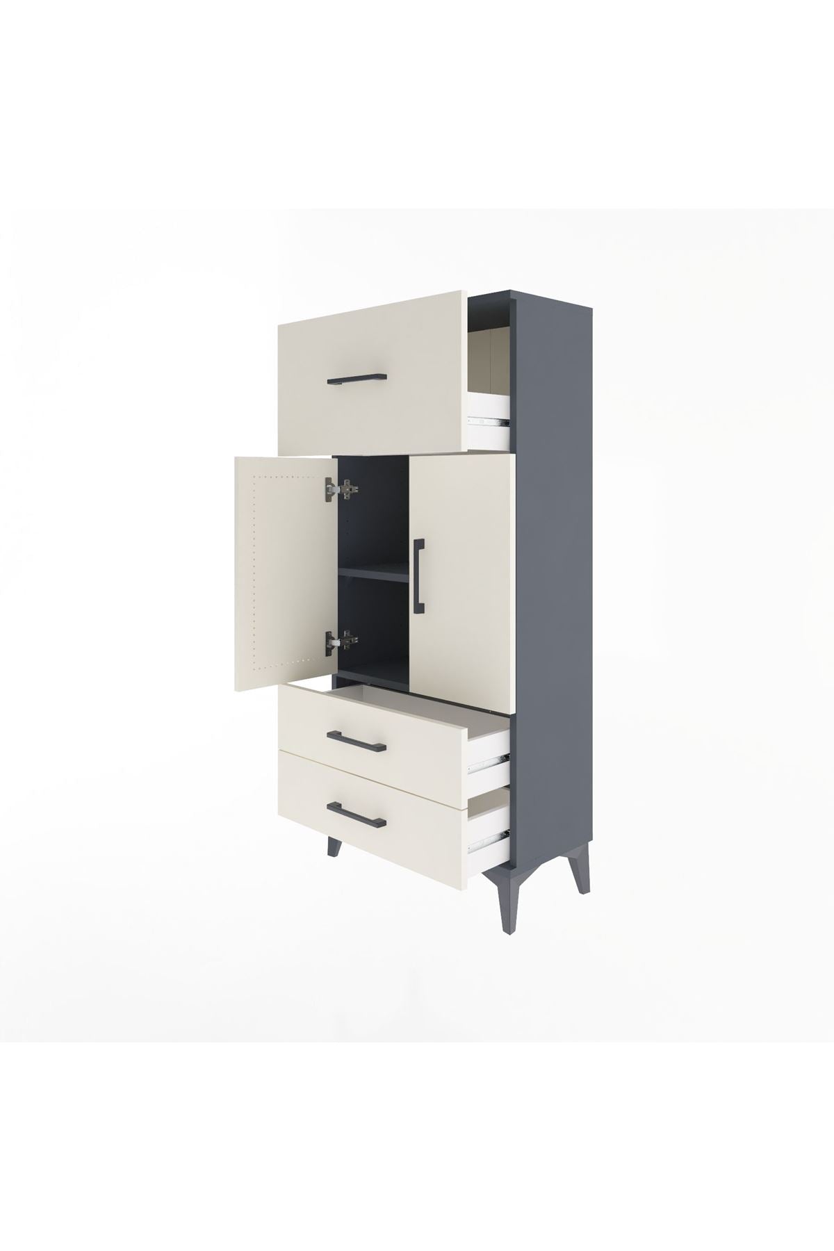 Arges Dolap 2 Raflı 3 Çekmeceli 2 Kapaklı 60x30x134 - S17M092V4A