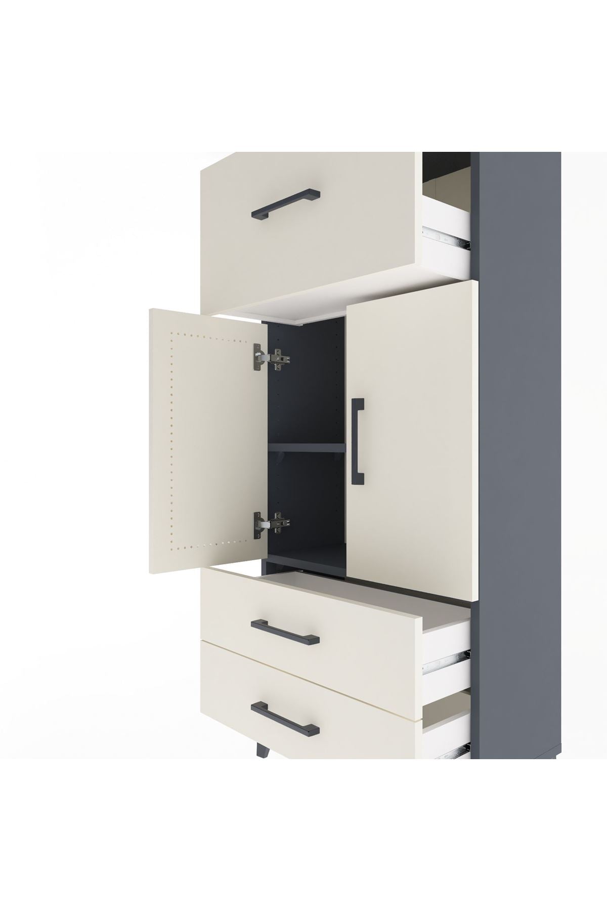 Arges Dolap 2 Raflı 3 Çekmeceli 2 Kapaklı 60x30x134 - S17M092V4A