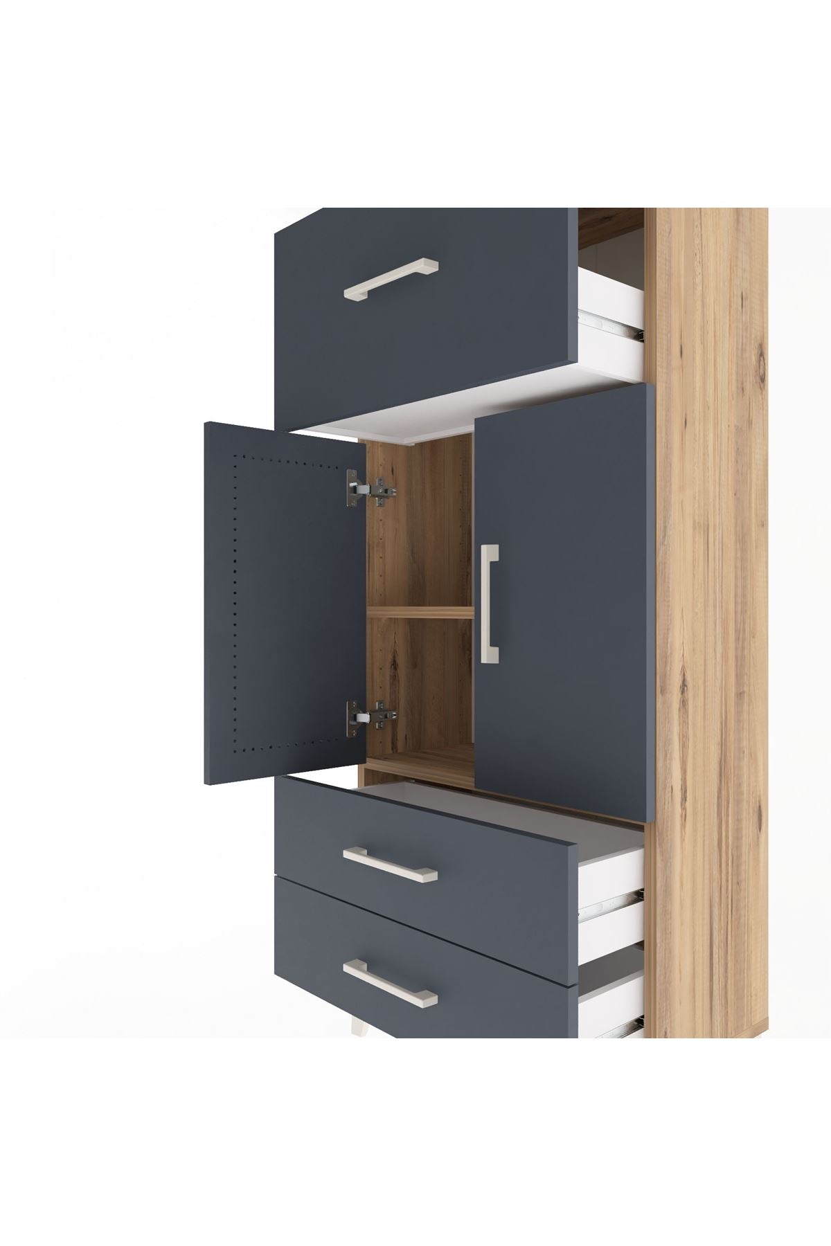 Arges Dolap 2 Raflı 3 Çekmeceli 2 Kapaklı 60x30x134 - S17M092V8A