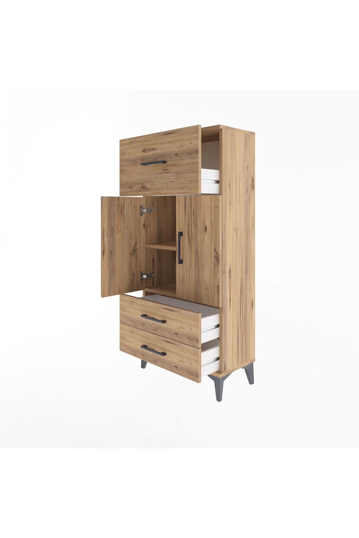 Arges Dolap 2 Raflı 3 Çekmeceli 2 Kapaklı 60x30x134 - S17M092V9A