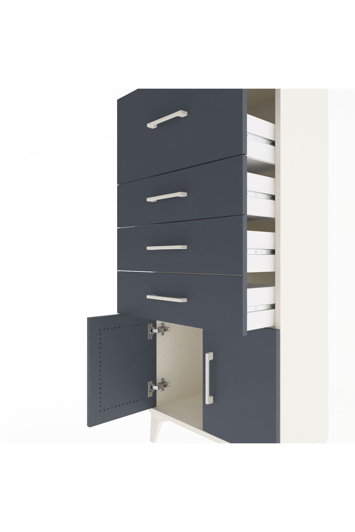 Arges Dolap 4 Çekmeceli 2 Kapaklı 60x30x134 - S17M093V2A