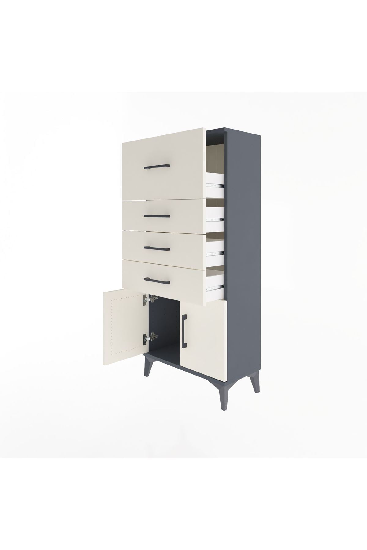 Arges Dolap 4 Çekmeceli 2 Kapaklı 60x30x134 - S17M093V4A