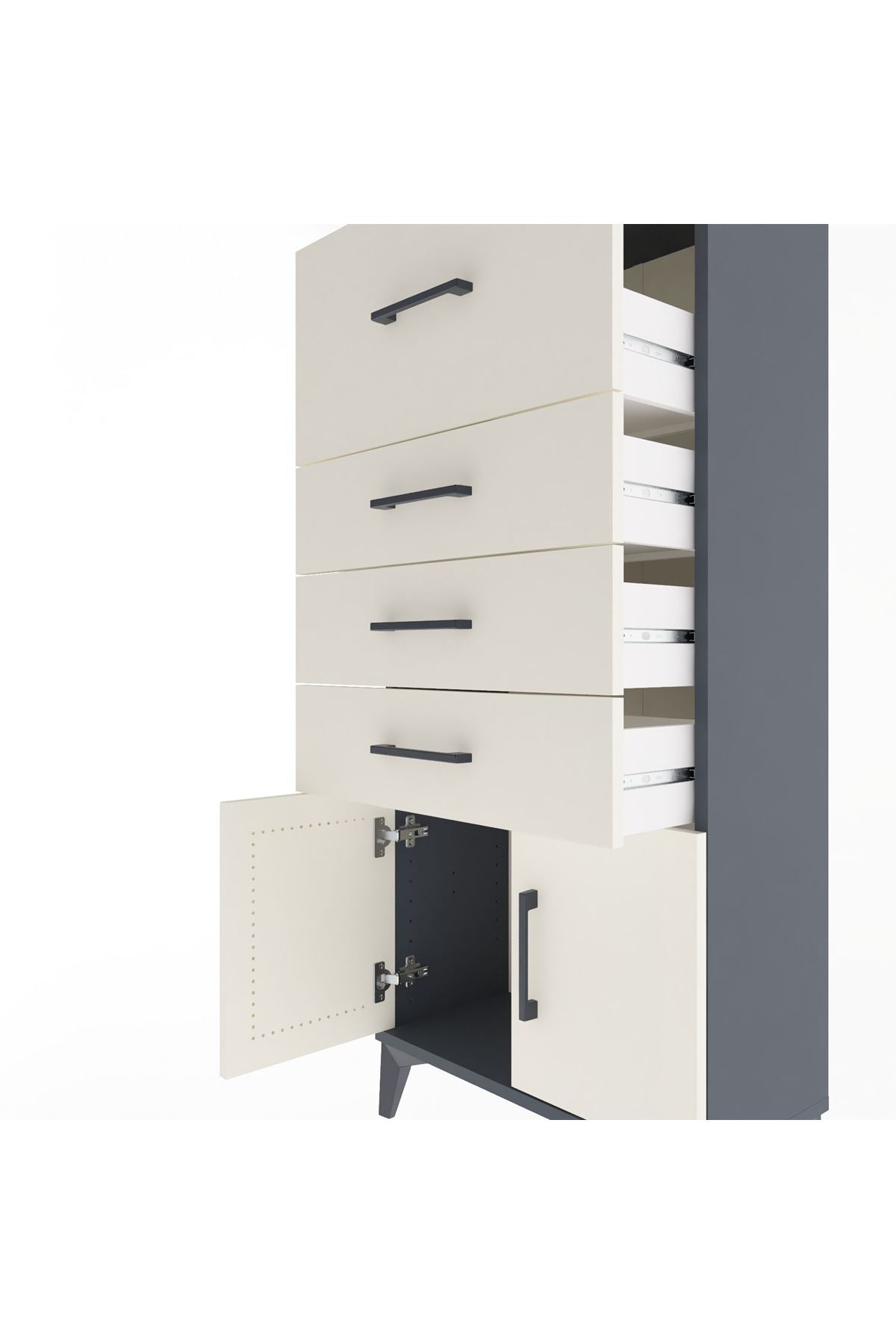 Arges Dolap 4 Çekmeceli 2 Kapaklı 60x30x134 - S17M093V4A
