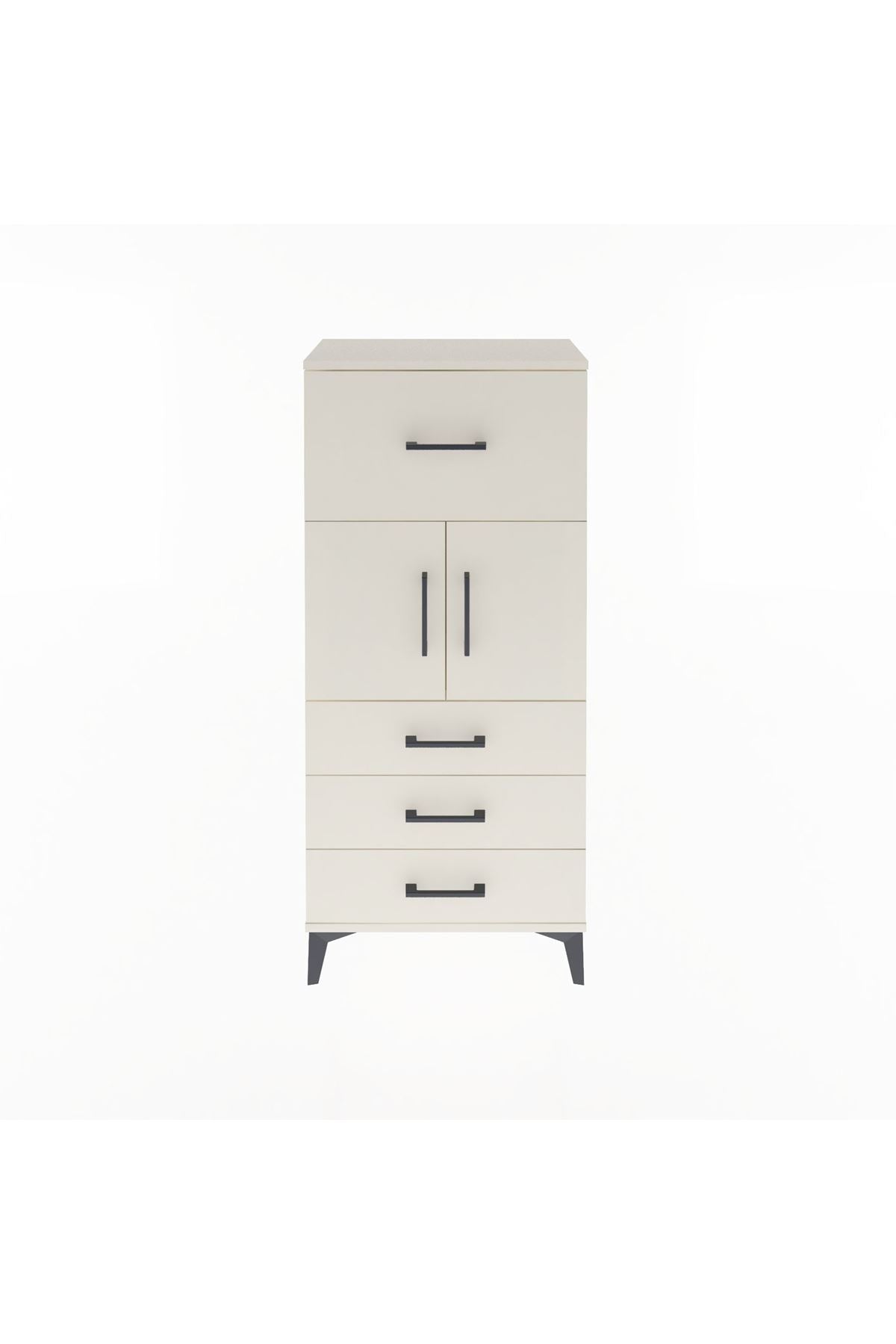Arges Dolap Tek Raflı 4 Çekmeceli 2 Kapaklı 60x30x134 - S17M094V1A
