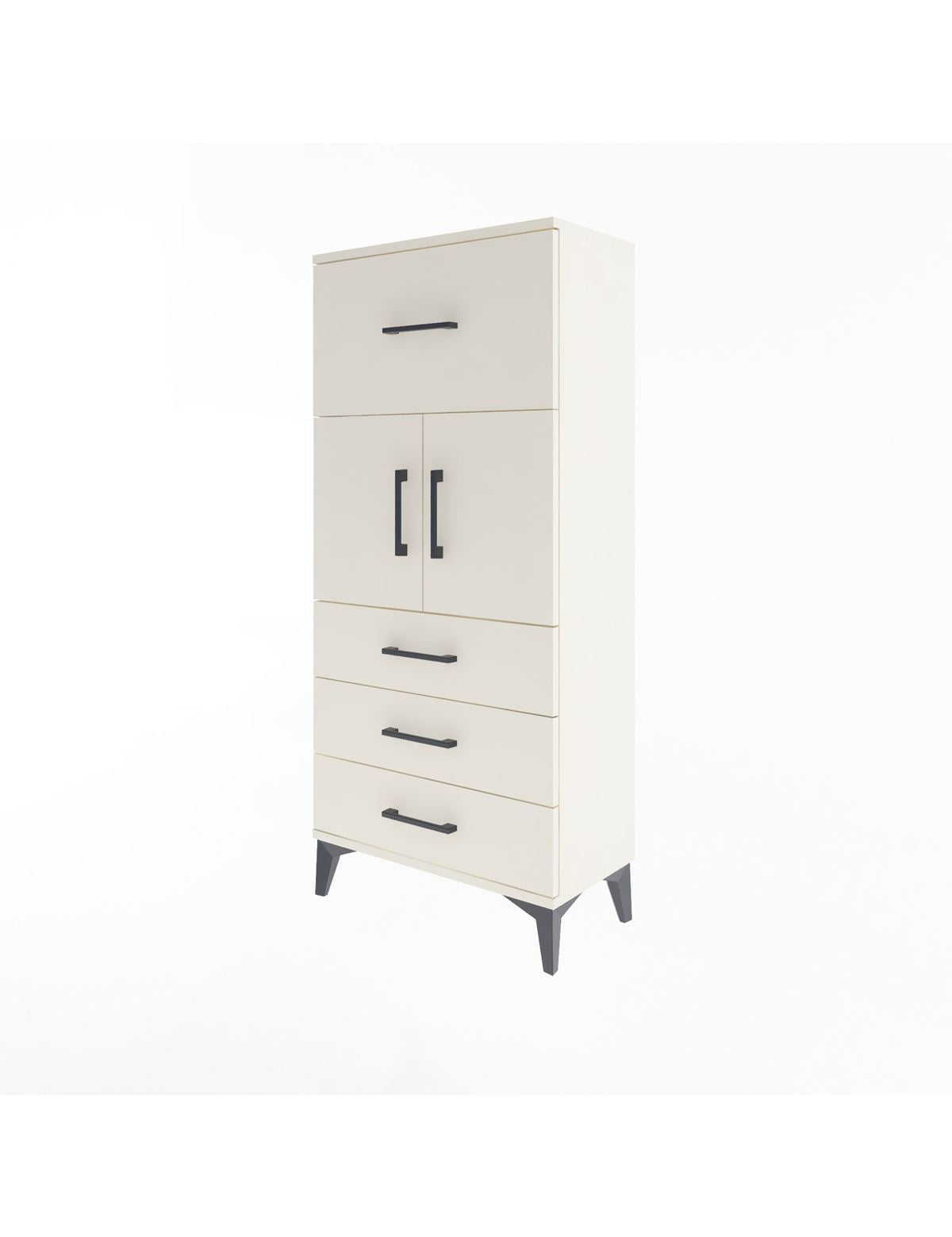Arges Dolap Tek Raflı 4 Çekmeceli 2 Kapaklı 60x30x134 - S17M094V1A