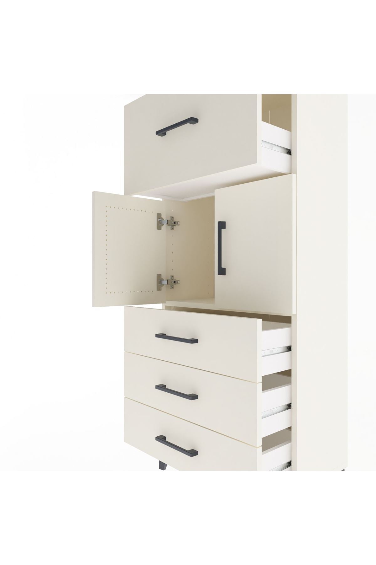 Arges Dolap Tek Raflı 4 Çekmeceli 2 Kapaklı 60x30x134 - S17M094V1A