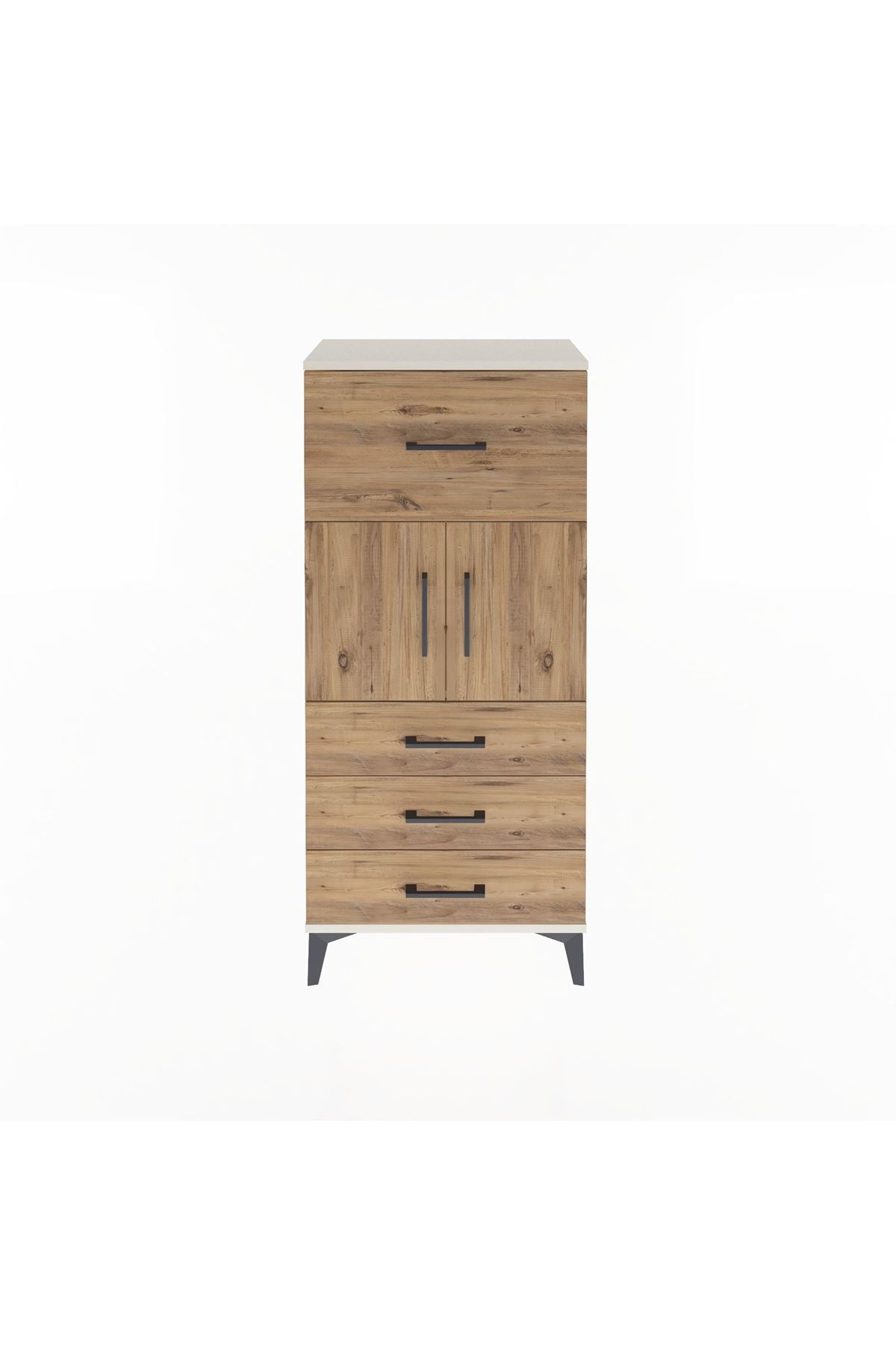 Arges Dolap Tek Raflı 4 Çekmeceli 2 Kapaklı 60x30x134 - S17M094V3A