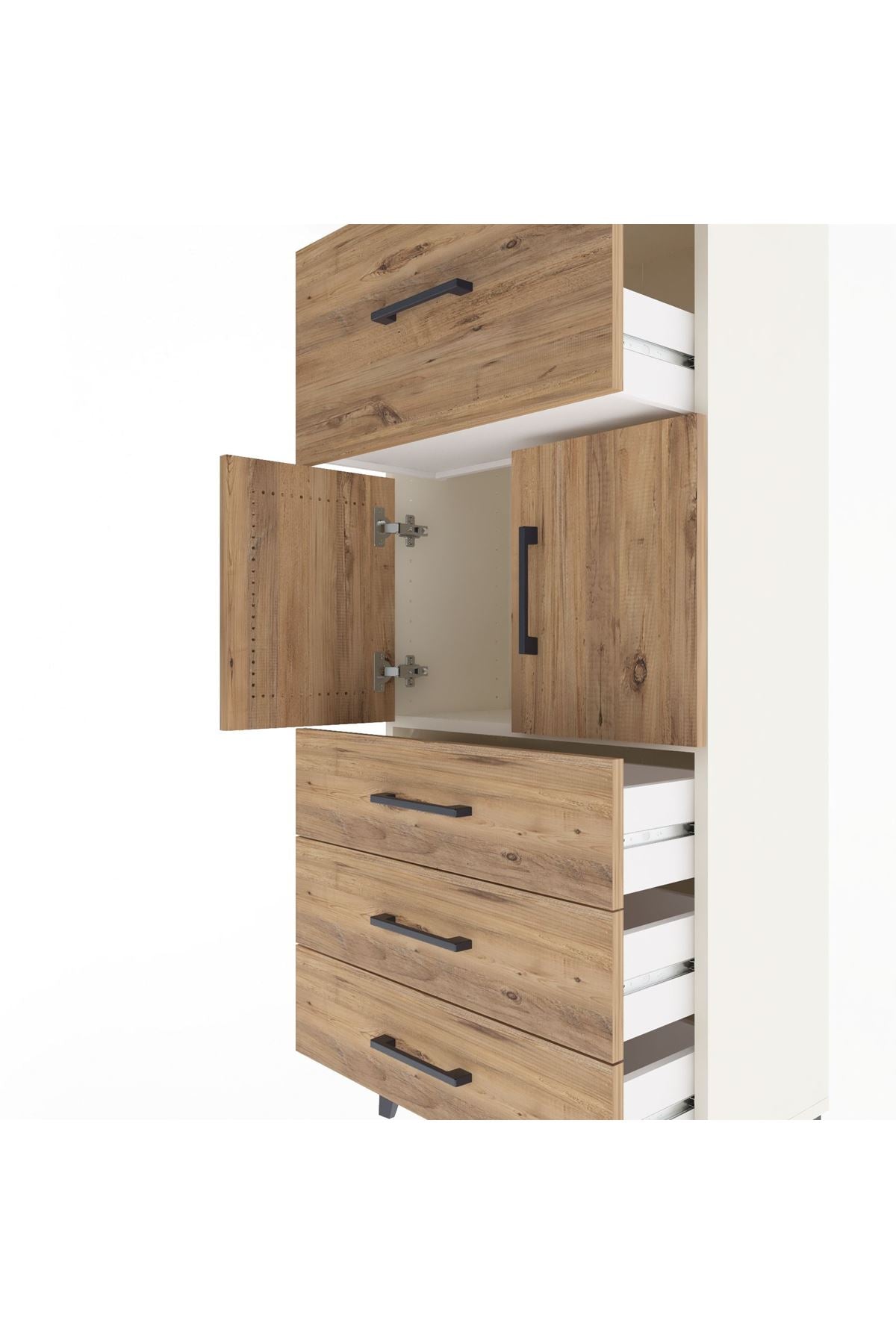 Arges Dolap Tek Raflı 4 Çekmeceli 2 Kapaklı 60x30x134 - S17M094V3A