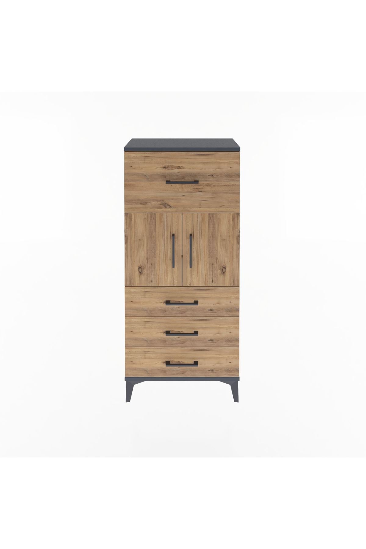 Arges Dolap Tek Raflı 4 Çekmeceli 2 Kapaklı 60x30x134 - S17M094V6A
