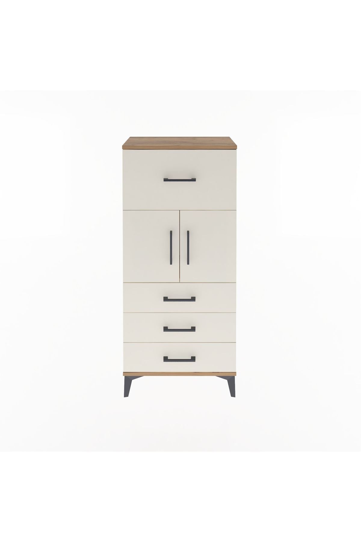 Arges Dolap Tek Raflı 4 Çekmeceli 2 Kapaklı 60x30x134 - S17M094V7A
