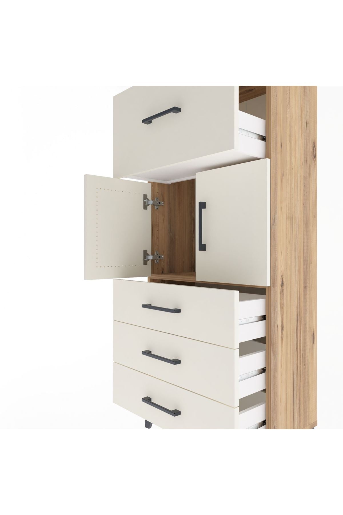 Arges Dolap Tek Raflı 4 Çekmeceli 2 Kapaklı 60x30x134 - S17M094V7A