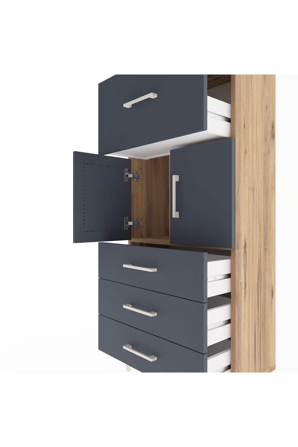 Arges Dolap Tek Raflı 4 Çekmeceli 2 Kapaklı 60x30x134 - S17M094V8A