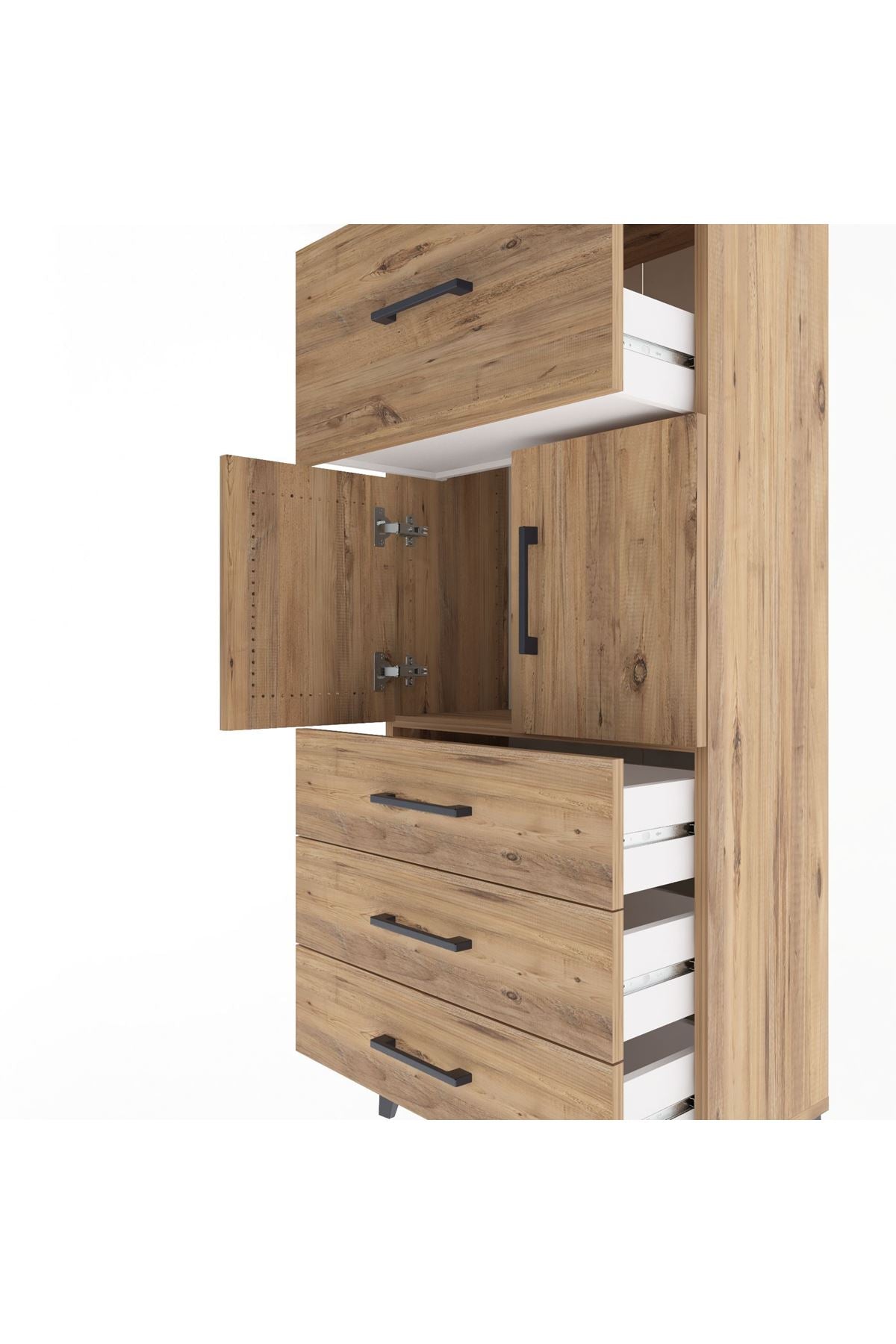 Arges Dolap Tek Raflı 4 Çekmeceli 2 Kapaklı 60x30x134 - S17M094V9A