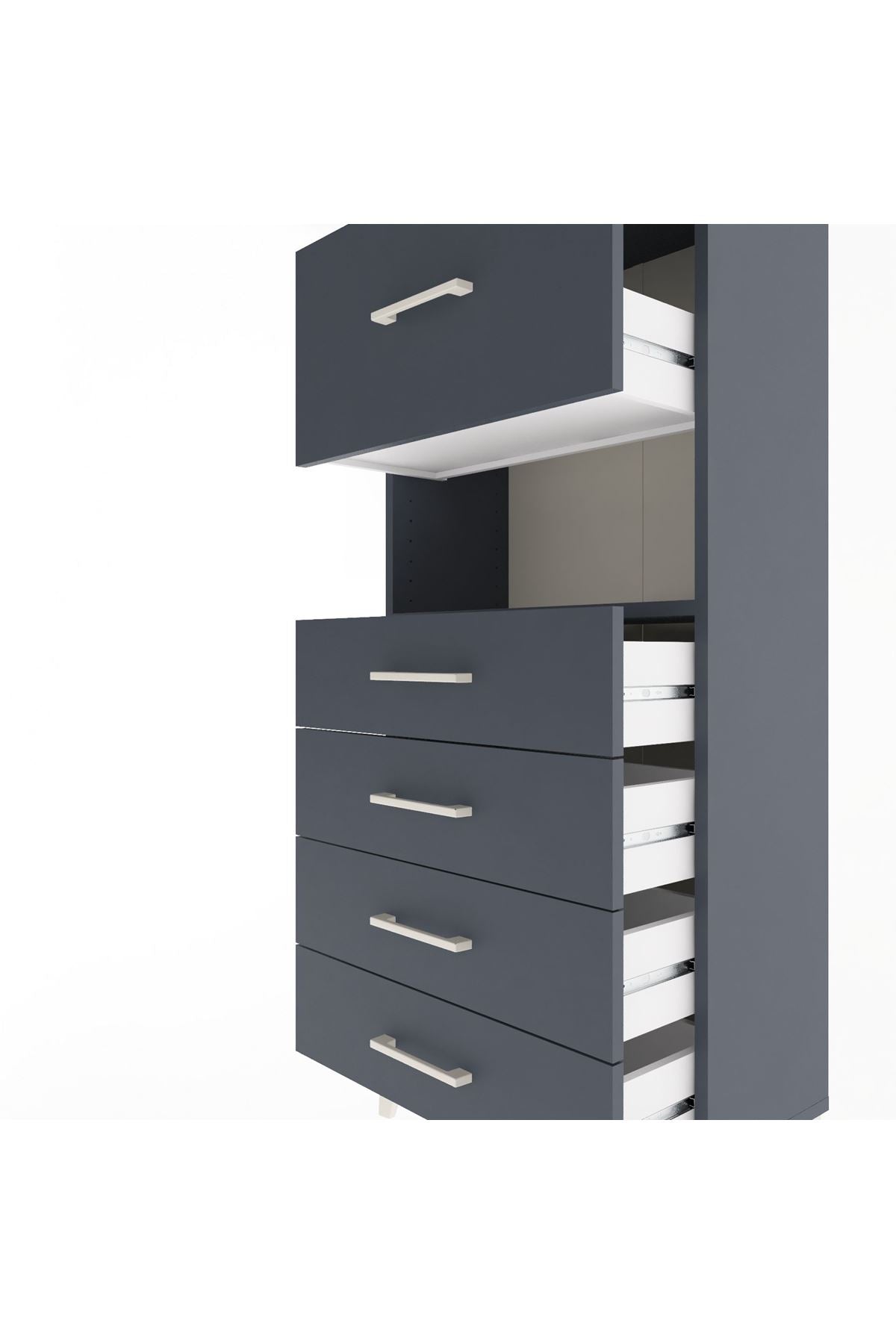 Arges Dolap Tek Raflı 5 Çekmeceli 60x30x134 - S17M096V5A
