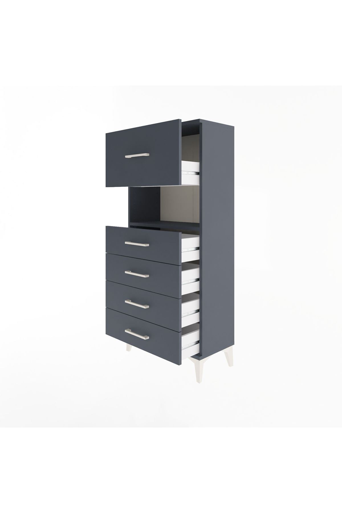 Arges Dolap Tek Raflı 5 Çekmeceli 60x30x134 - S17M096V5A