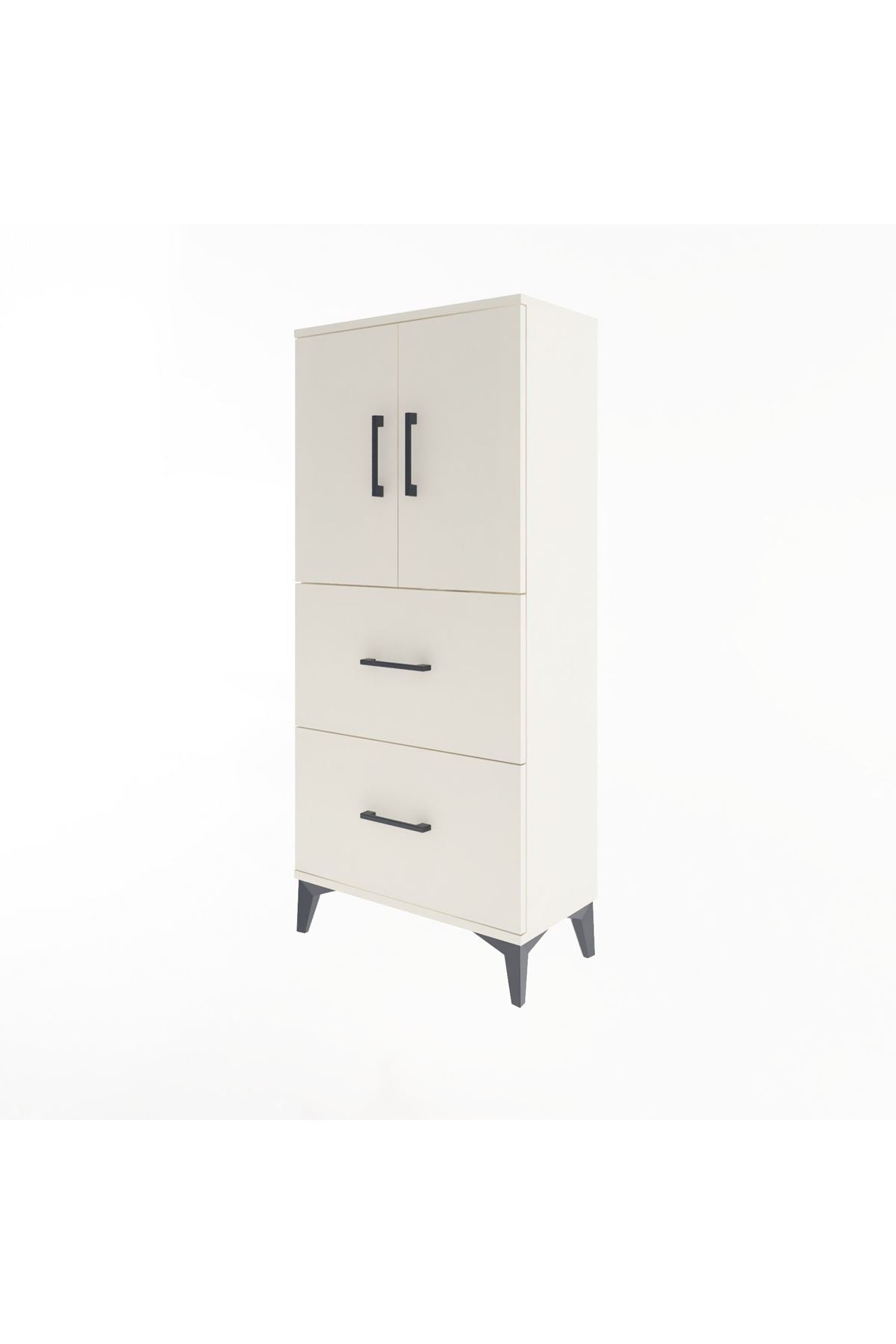 Arges Dolap Tek Raflı 2 Çekmeceli 2 Kapaklı 60x30x134 - S17M097V1A