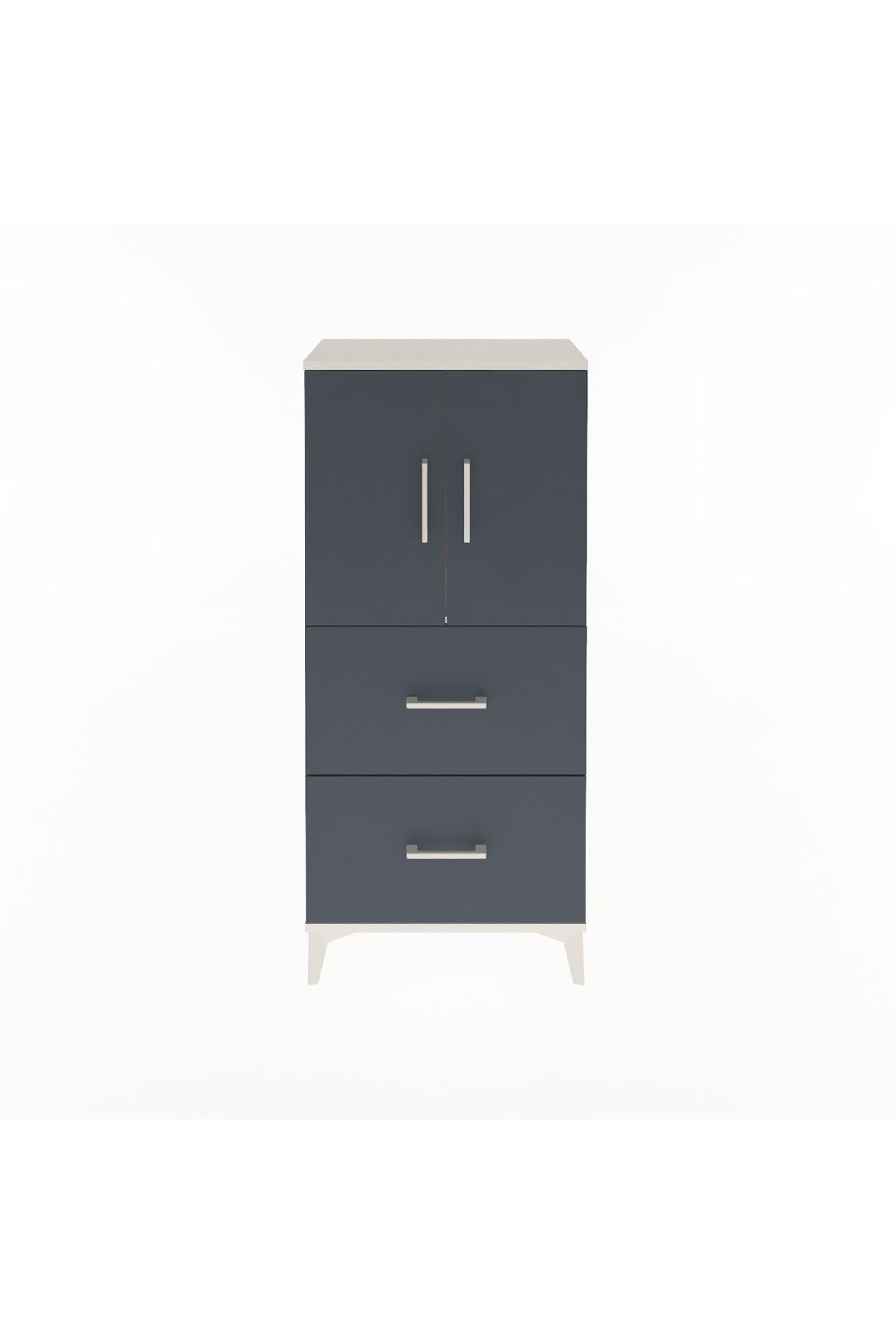 Arges Dolap Tek Raflı 2 Çekmeceli 2 Kapaklı 60x30x134 - S17M097V2A