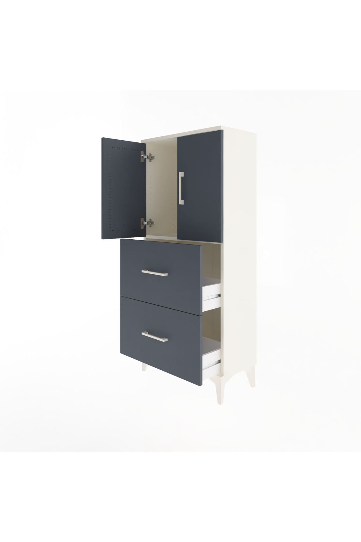 Arges Dolap Tek Raflı 2 Çekmeceli 2 Kapaklı 60x30x134 - S17M097V2A