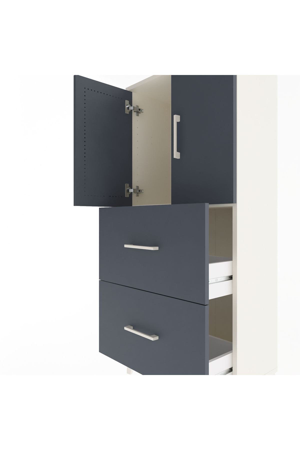 Arges Dolap Tek Raflı 2 Çekmeceli 2 Kapaklı 60x30x134 - S17M097V2A