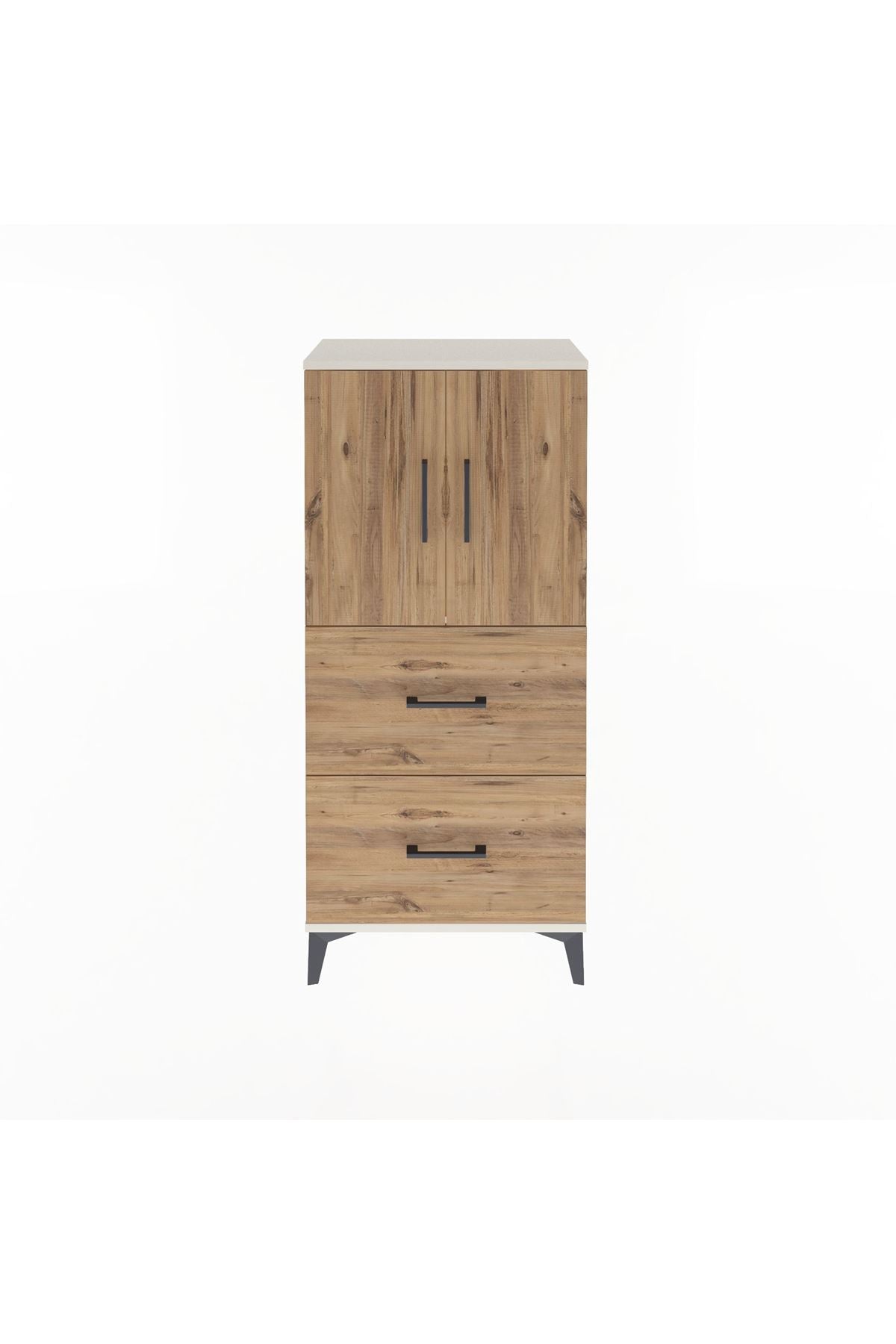 Arges Dolap Tek Raflı 2 Çekmeceli 2 Kapaklı 60x30x134 - S17M097V3A