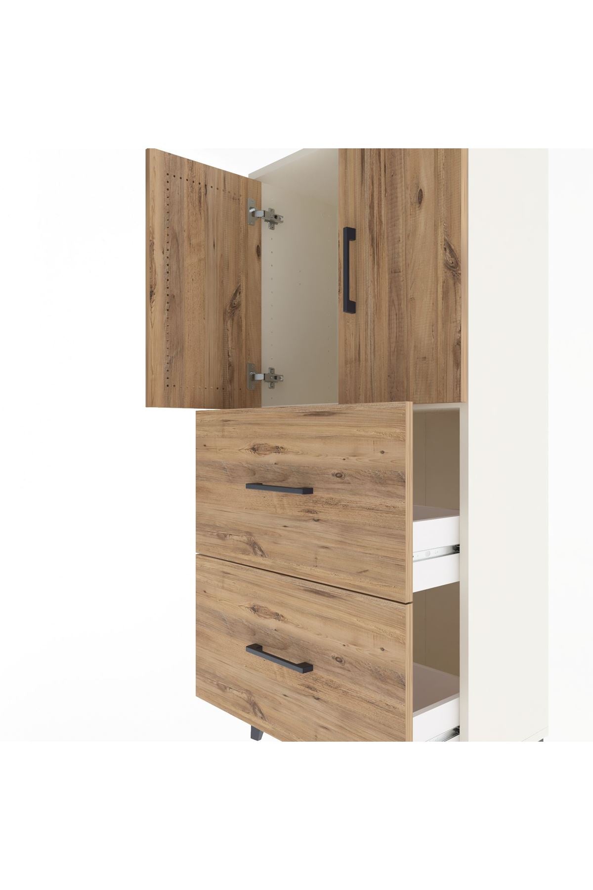 Arges Dolap Tek Raflı 2 Çekmeceli 2 Kapaklı 60x30x134 - S17M097V3A