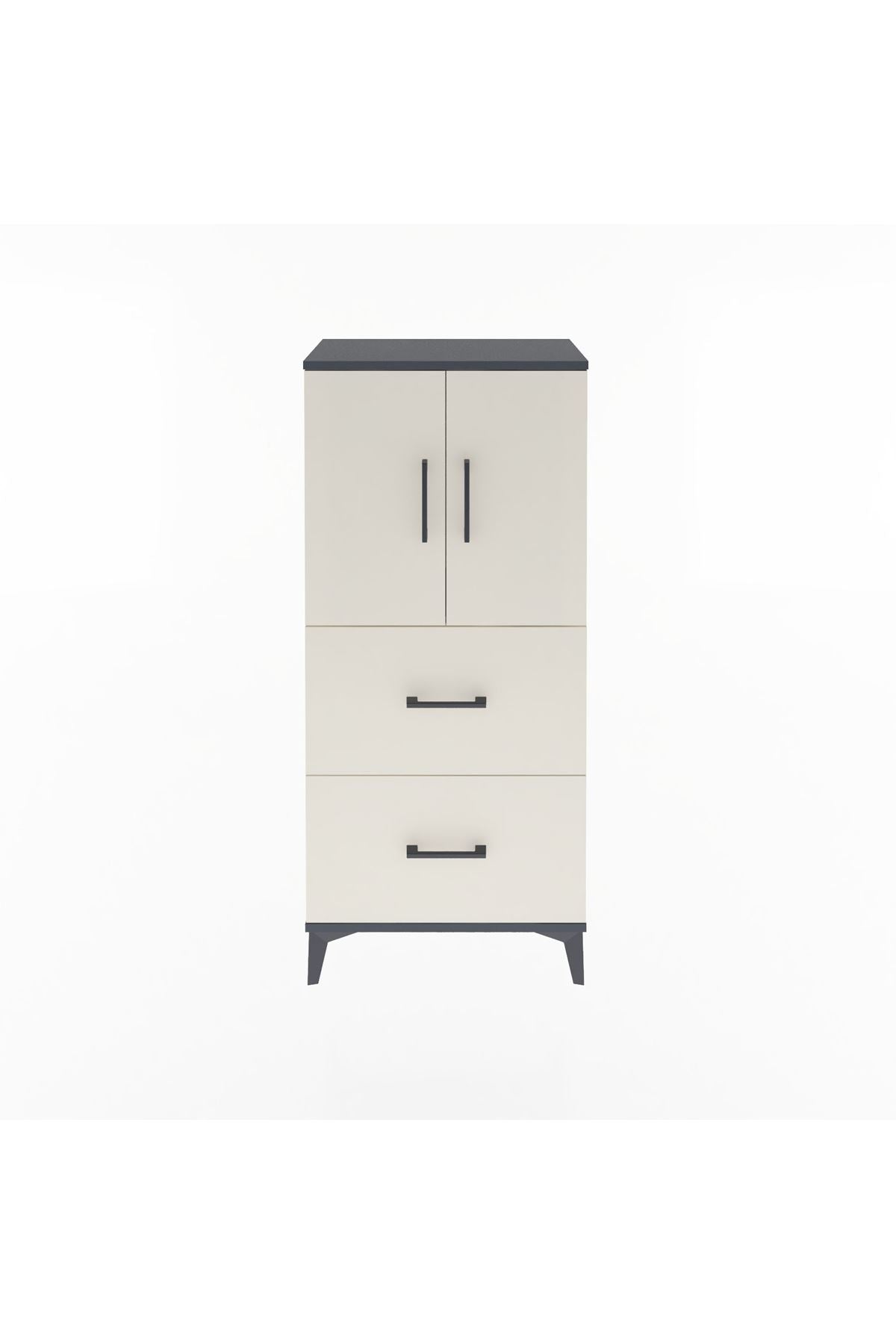 Arges Dolap Tek Raflı 2 Çekmeceli 2 Kapaklı 60x30x134 - S17M097V4A