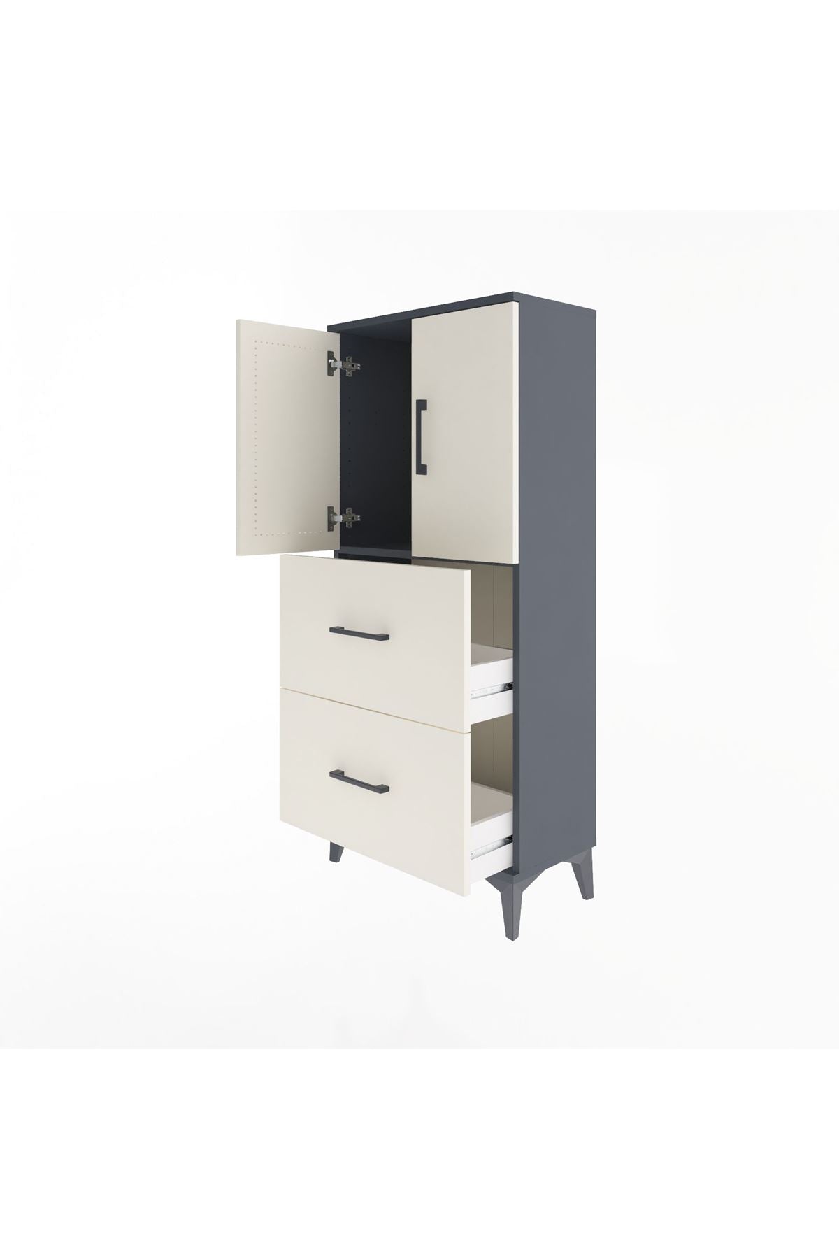 Arges Dolap Tek Raflı 2 Çekmeceli 2 Kapaklı 60x30x134 - S17M097V4A