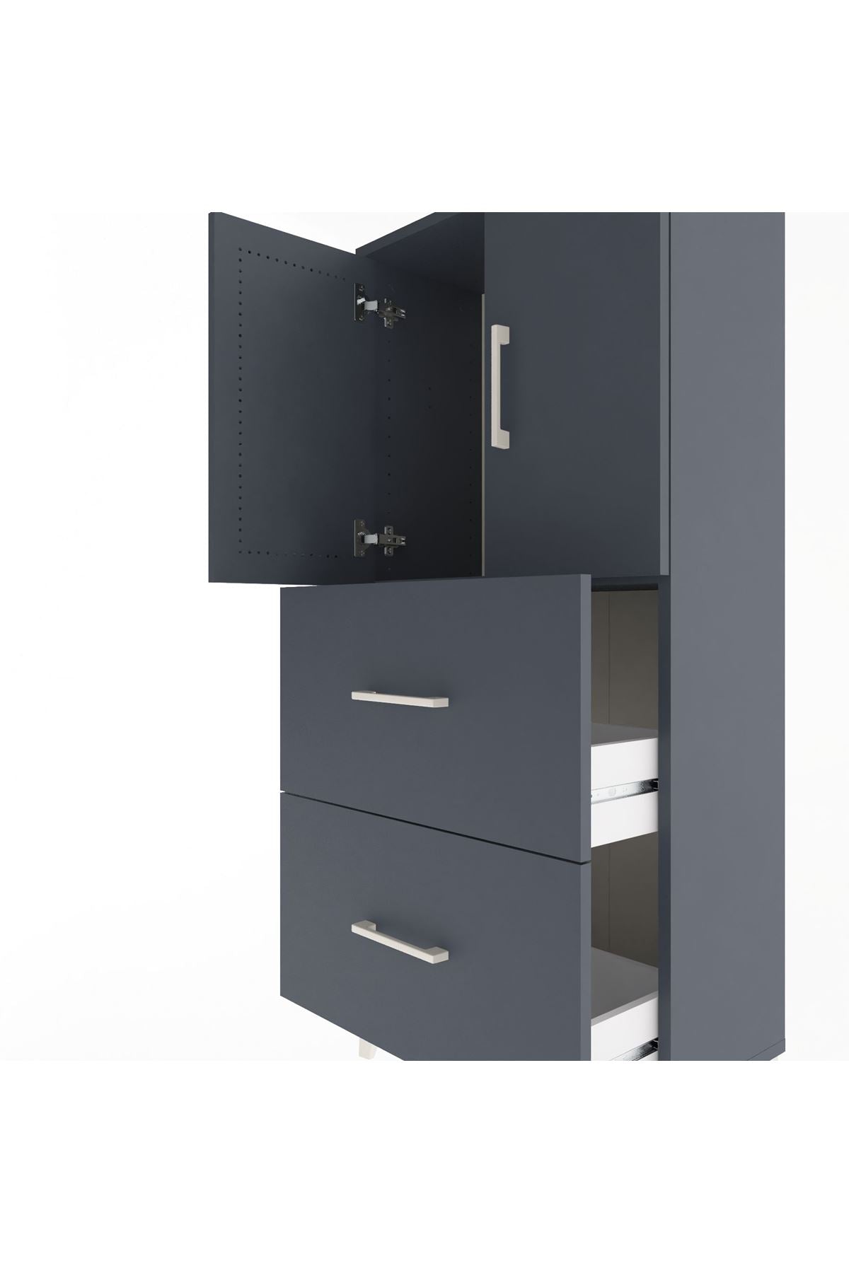 Arges Dolap Tek Raflı 2 Çekmeceli 2 Kapaklı 60x30x134 - S17M097V5A