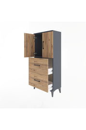 Arges Dolap Tek Raflı 2 Çekmeceli 2 Kapaklı 60x30x134 - S17M097V6A