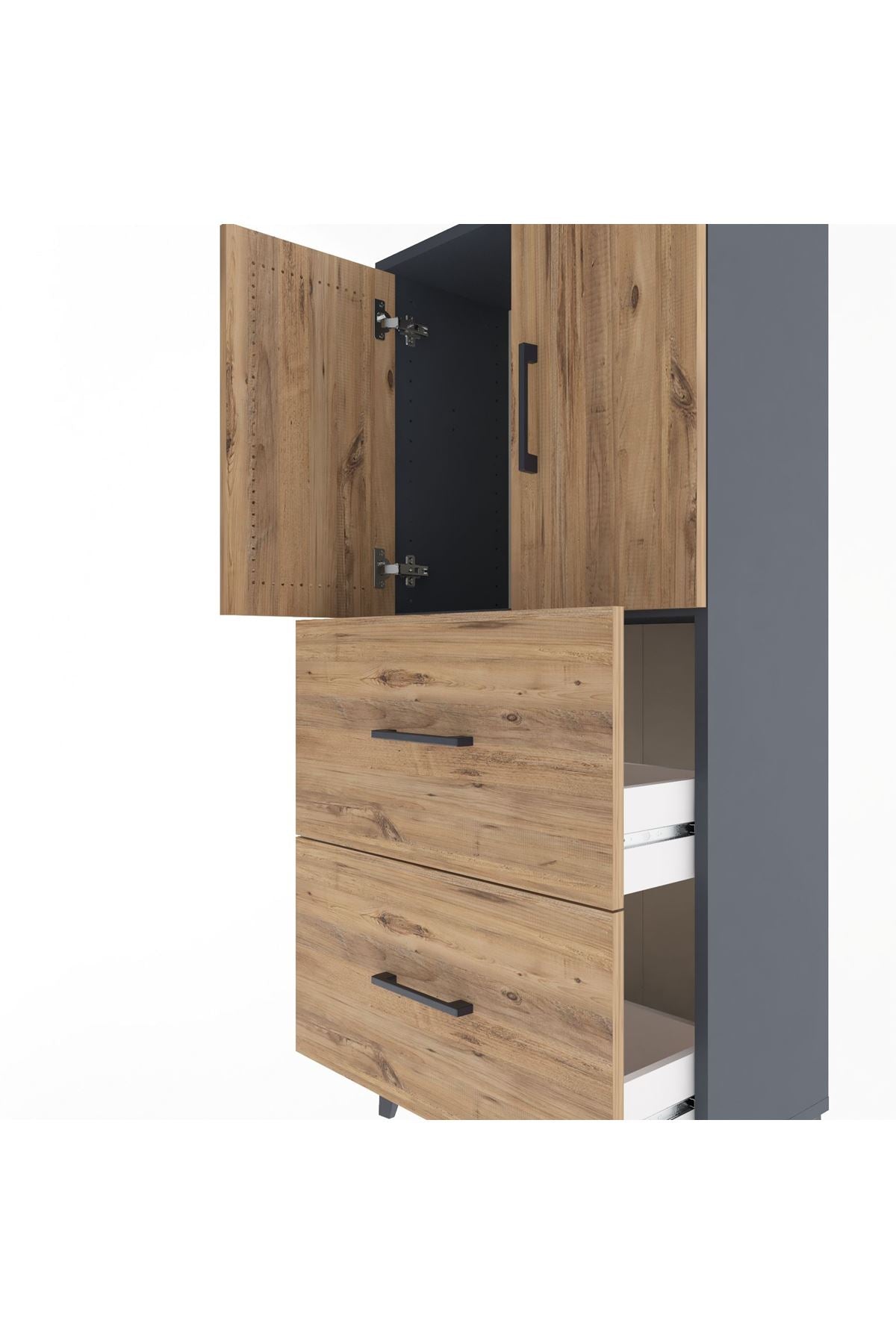 Arges Dolap Tek Raflı 2 Çekmeceli 2 Kapaklı 60x30x134 - S17M097V6A