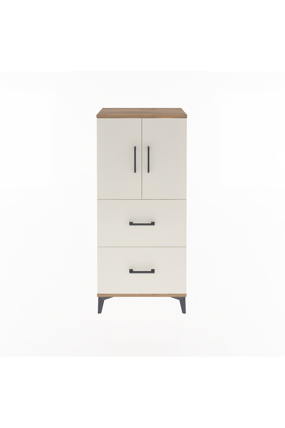 Arges Dolap Tek Raflı 2 Çekmeceli 2 Kapaklı 60x30x134 - S17M097V7A