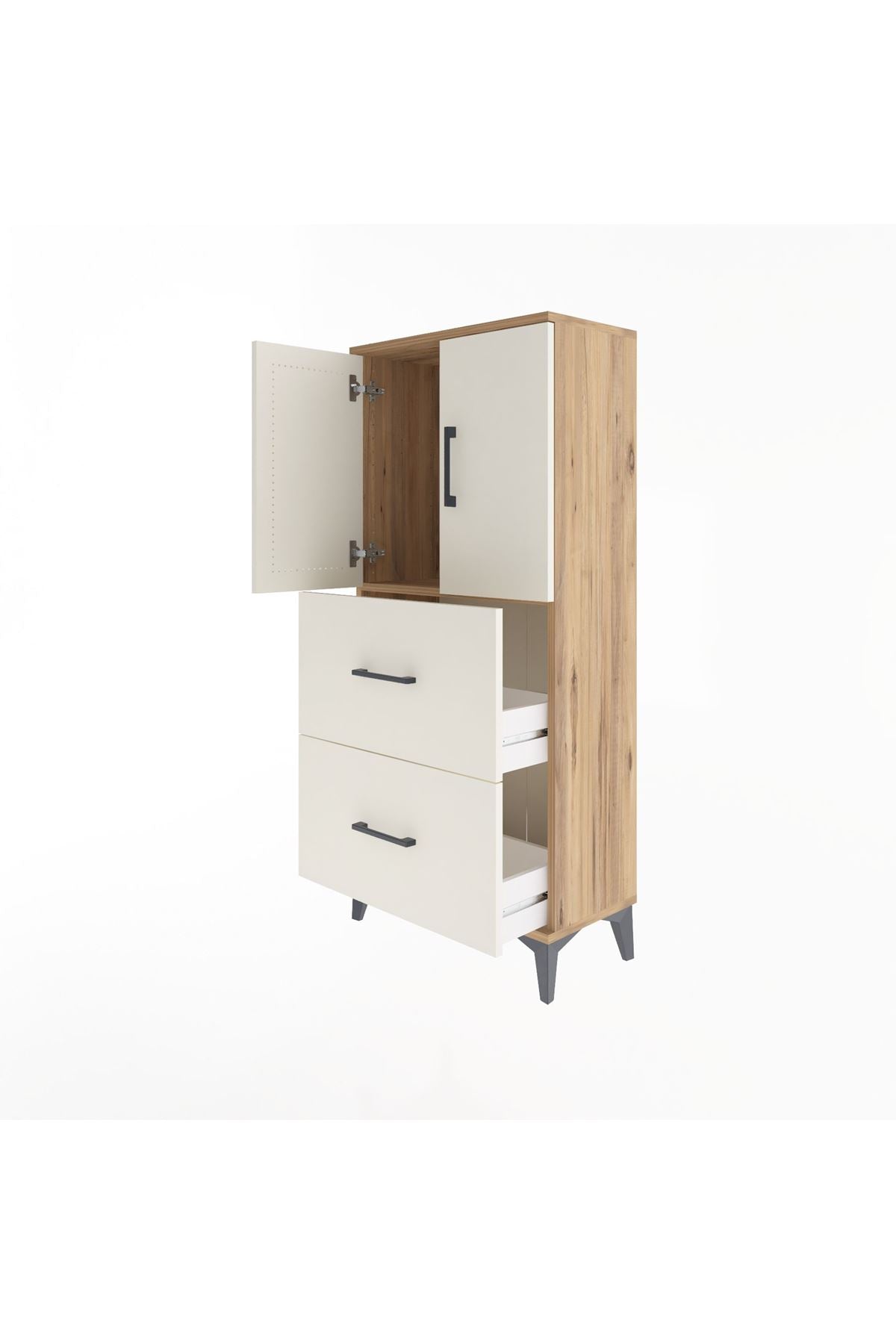 Arges Dolap Tek Raflı 2 Çekmeceli 2 Kapaklı 60x30x134 - S17M097V7A