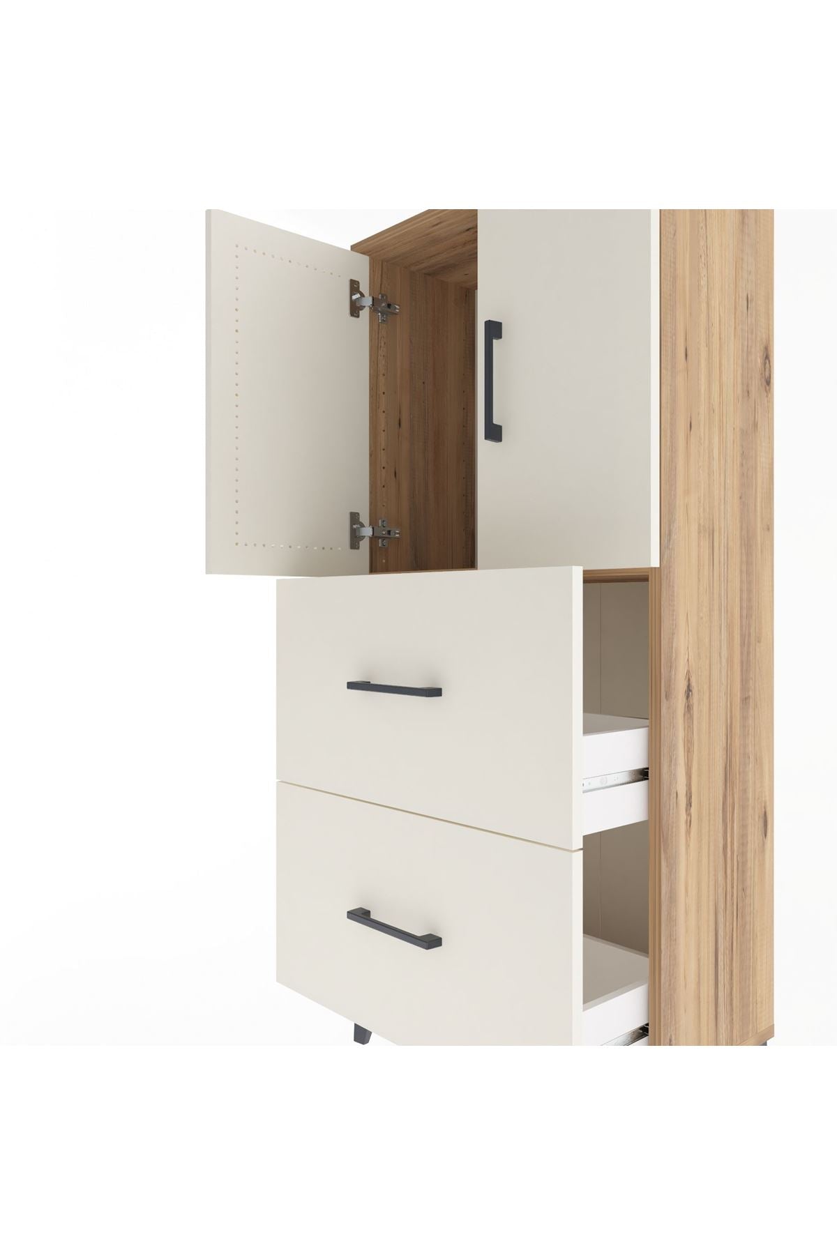 Arges Dolap Tek Raflı 2 Çekmeceli 2 Kapaklı 60x30x134 - S17M097V7A