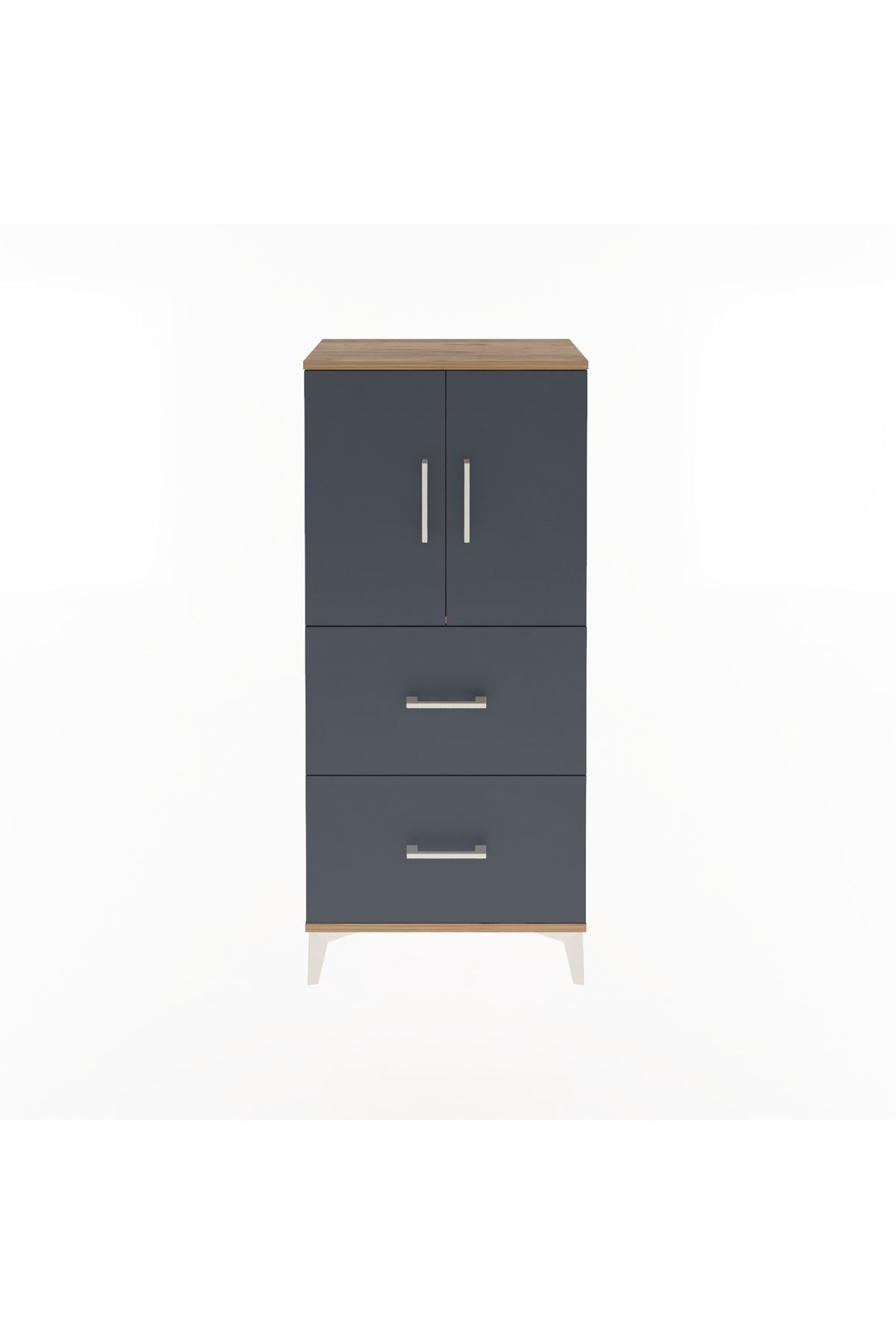 Arges Dolap Tek Raflı 2 Çekmeceli 2 Kapaklı 60x30x134 - S17M097V8A