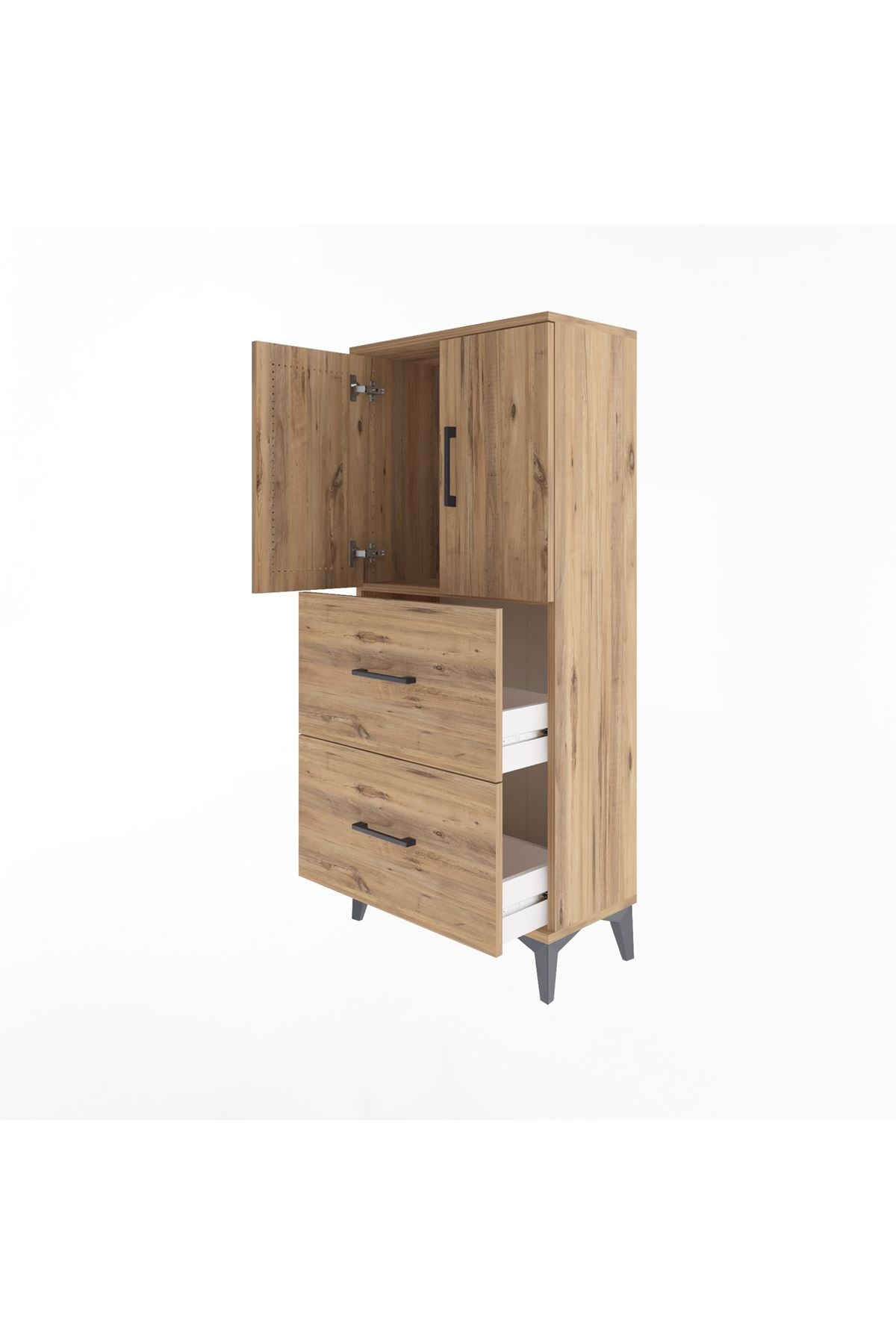 Arges Dolap Tek Raflı 2 Çekmeceli 2 Kapaklı 60x30x134 - S17M097V9A