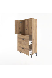 Arges Dolap Tek Raflı 2 Çekmeceli 2 Kapaklı 60x30x134 - S17M097V9A