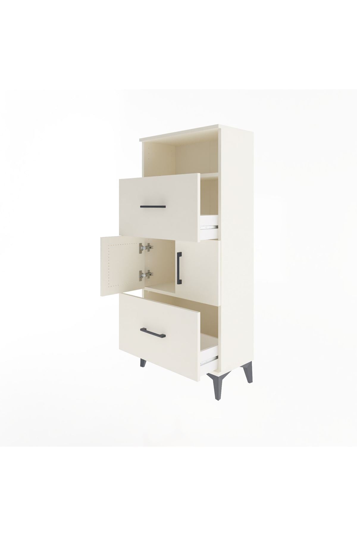 Arges Dolap 2 Raflı 2 Çekmeceli 2 Kapaklı 60x30x134 - S17M098V1A