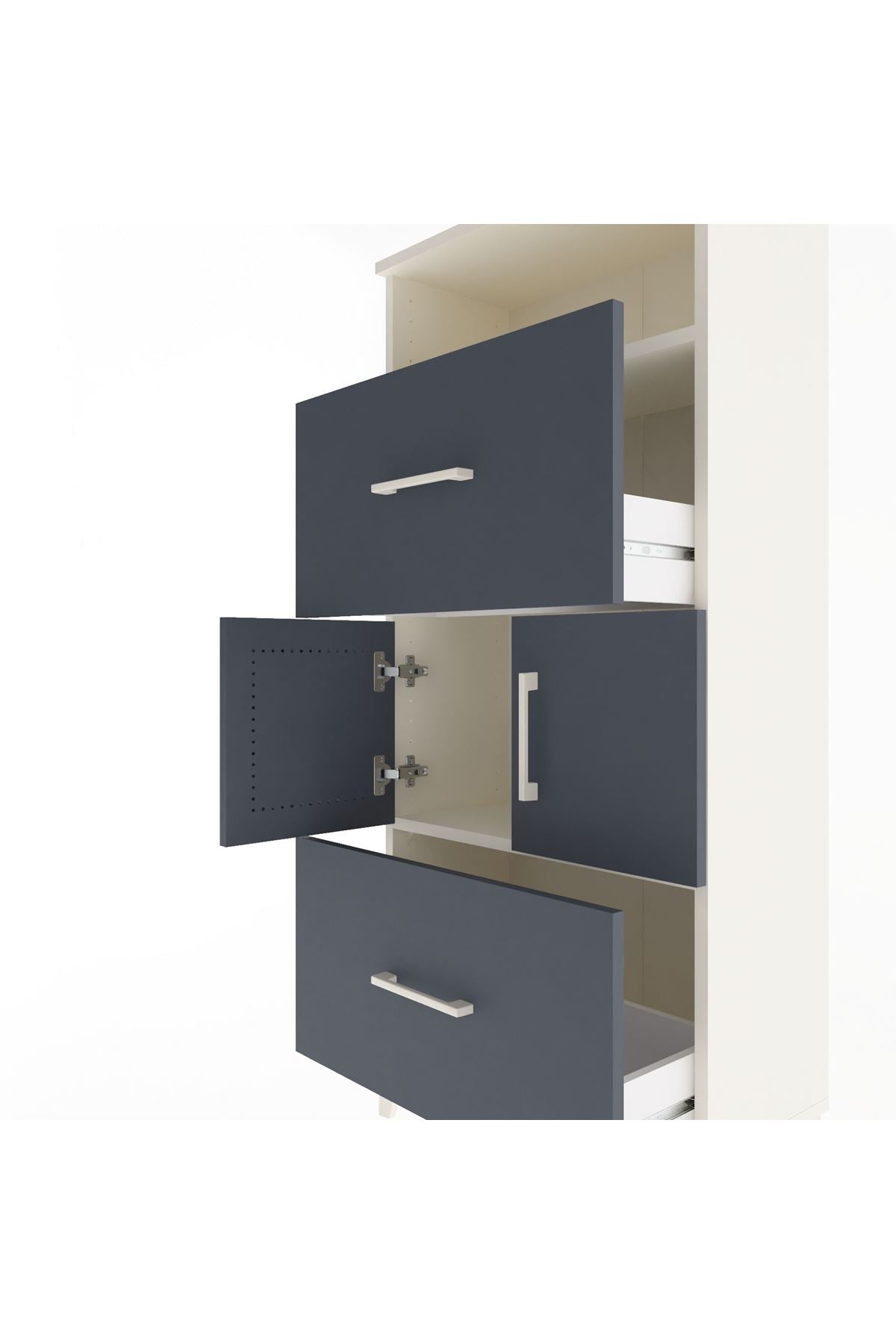 Arges Dolap 2 Raflı 2 Çekmeceli 2 Kapaklı 60x30x134 - S17M098V2A