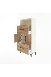 Arges Dolap 2 Raflı 2 Çekmeceli 2 Kapaklı 60x30x134 - S17M098V3A