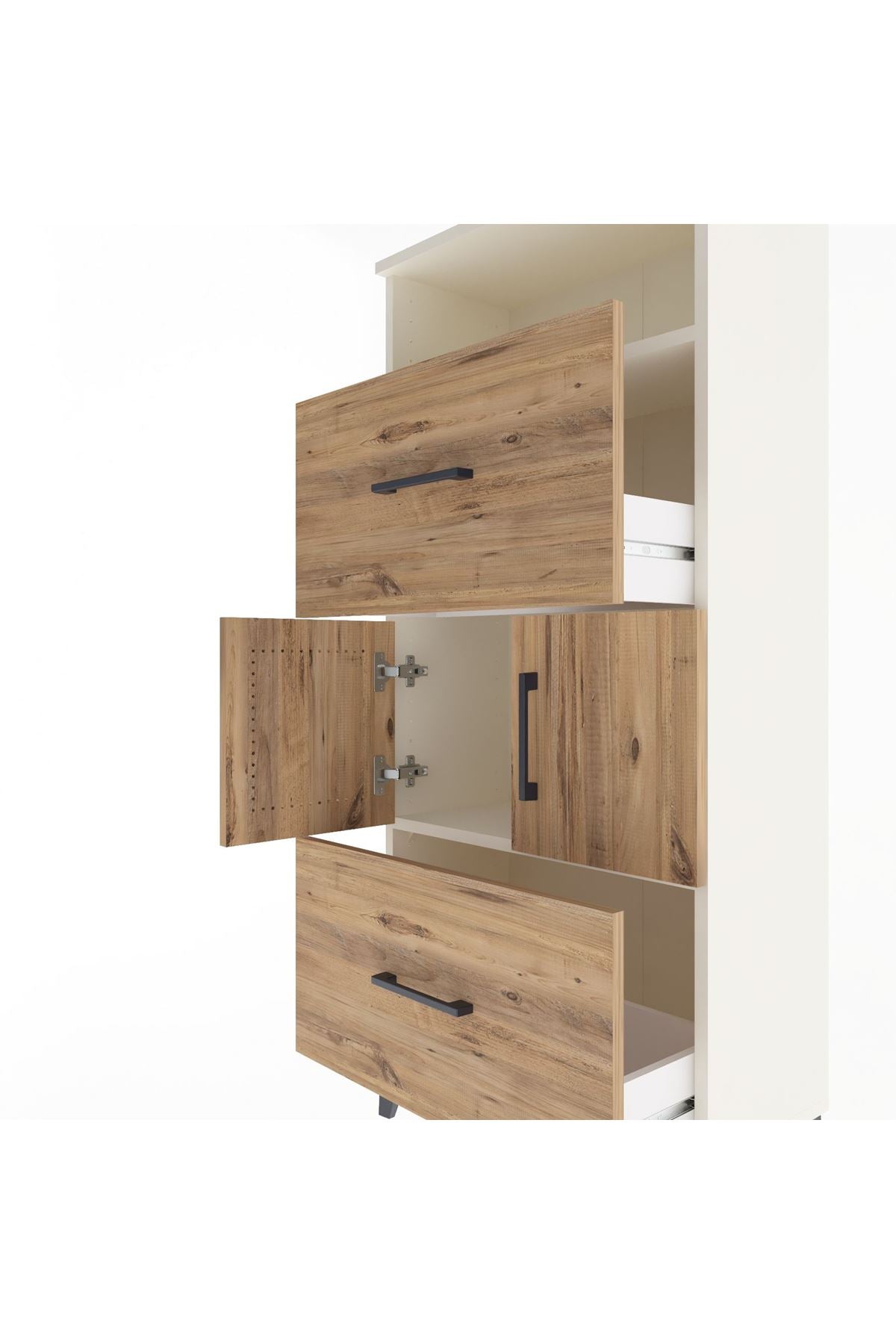 Arges Dolap 2 Raflı 2 Çekmeceli 2 Kapaklı 60x30x134 - S17M098V3A